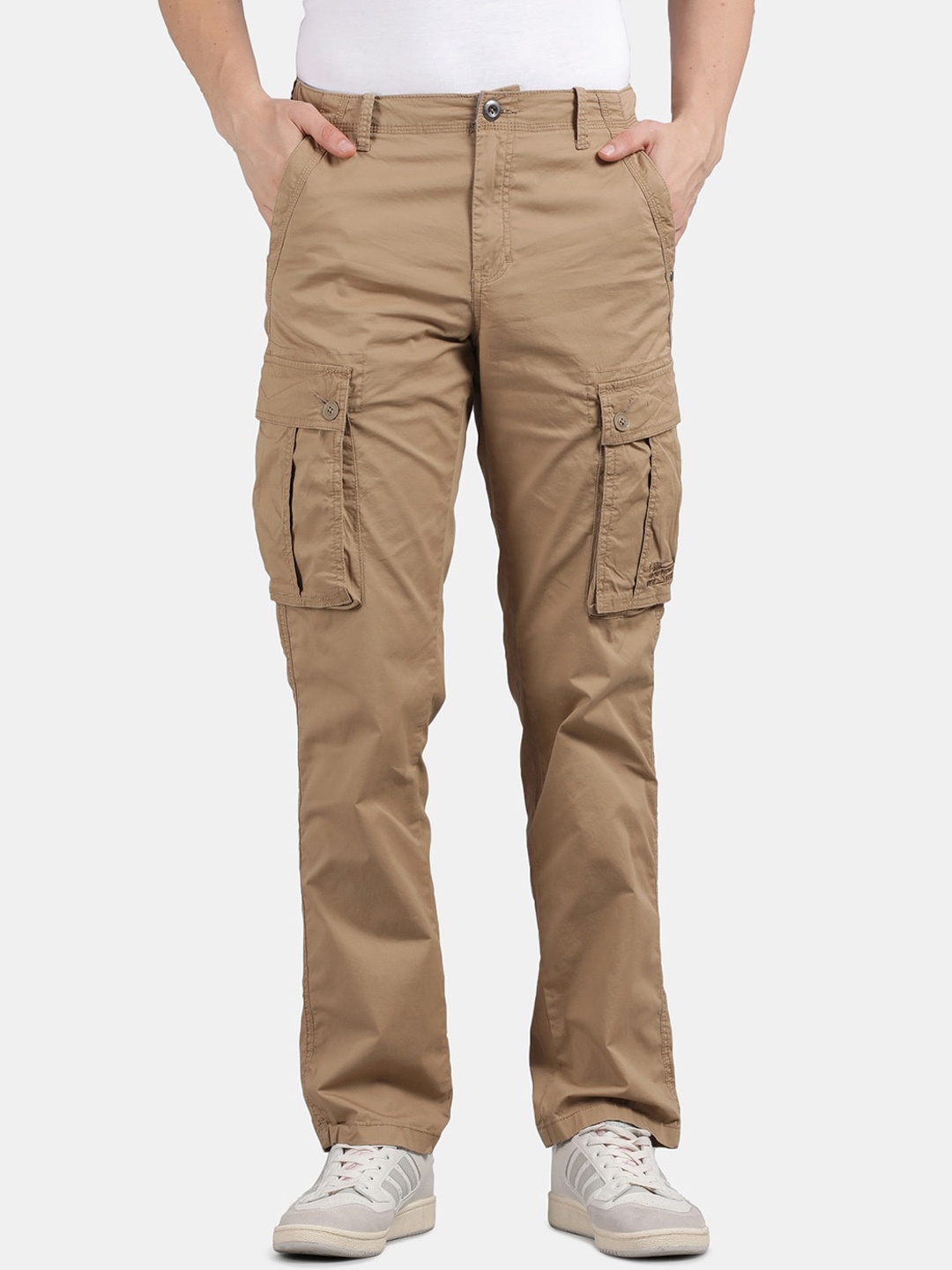 

t-base Men Mid-Rise Cargos Trousers, Khaki