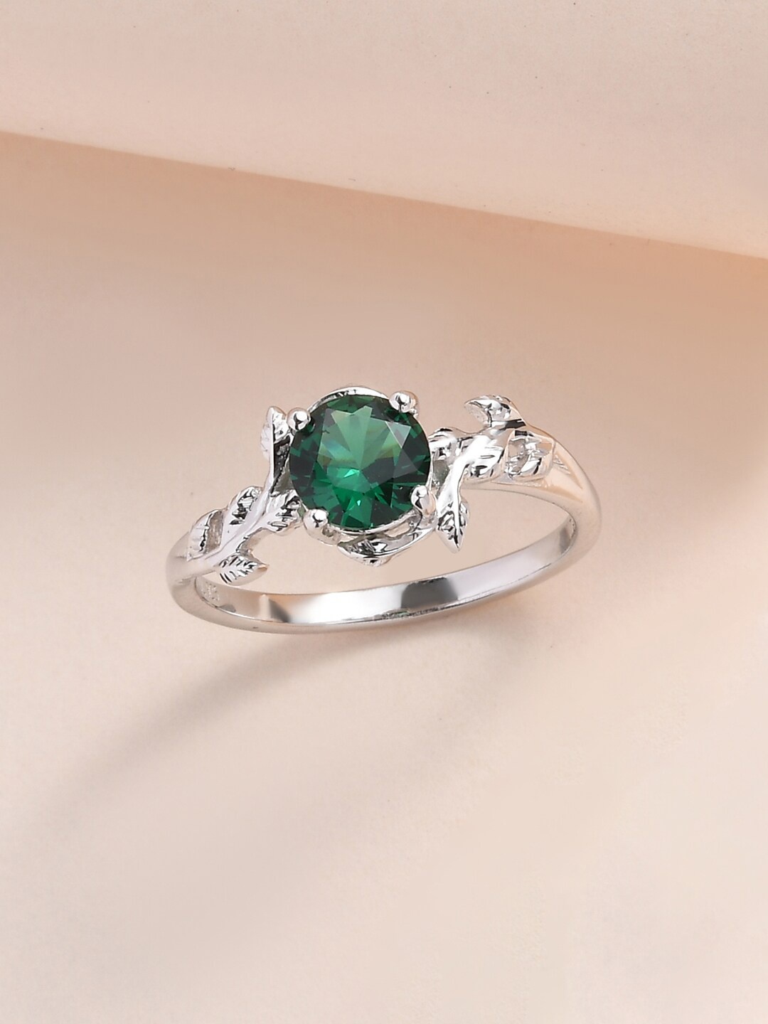 

Ornate Jewels Men Rhodium-Plated American Diamond Stone Studded Ring, Silver