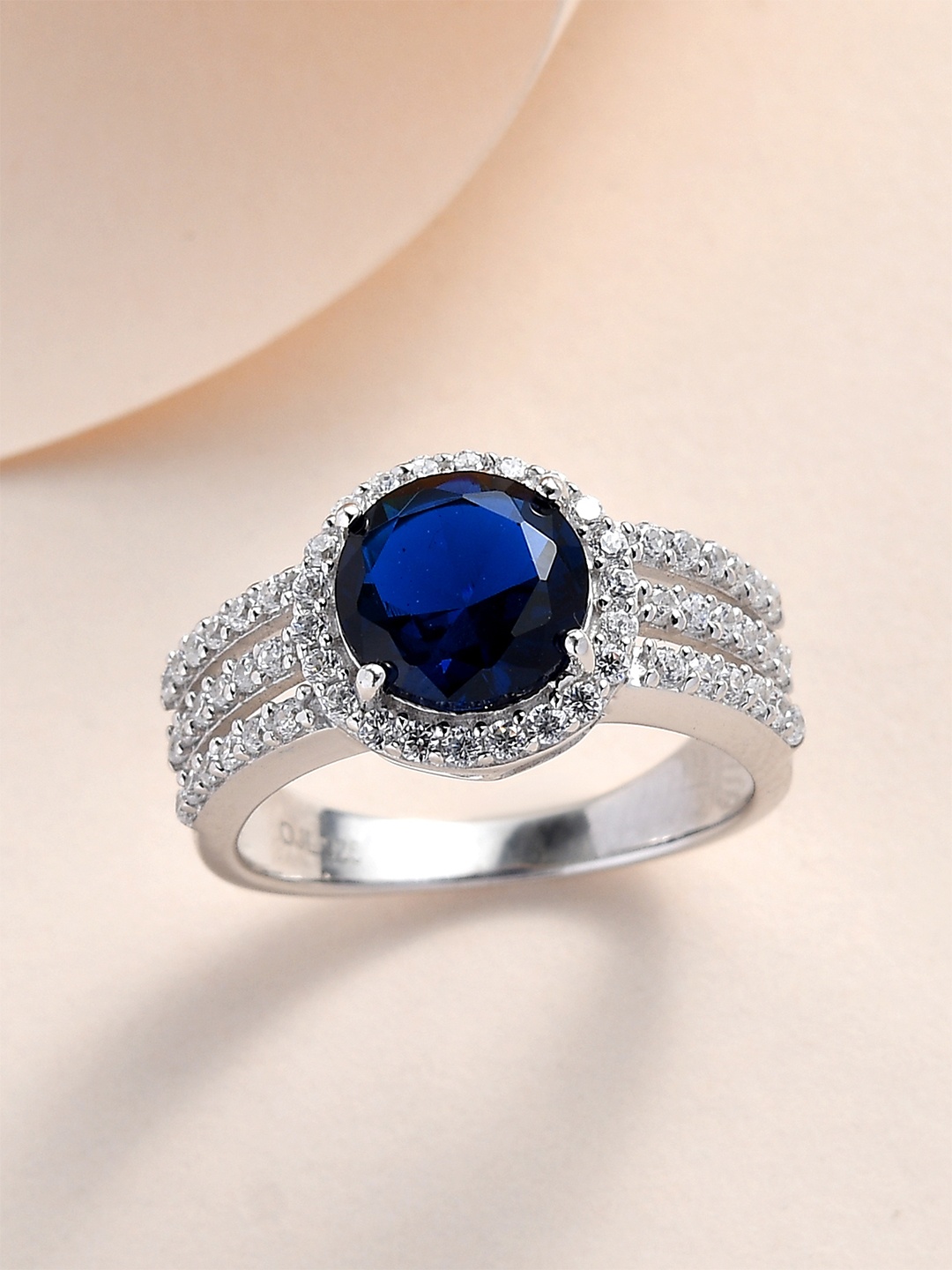

Ornate Jewels 925 Sterling Silver Solitaire Sapphire Halo Ring