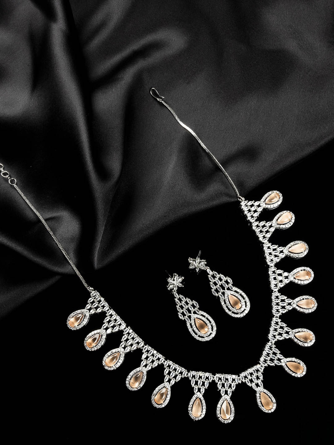 

StileAdda Silver-Plated Cubic Zirconia Studded Jewellery Set