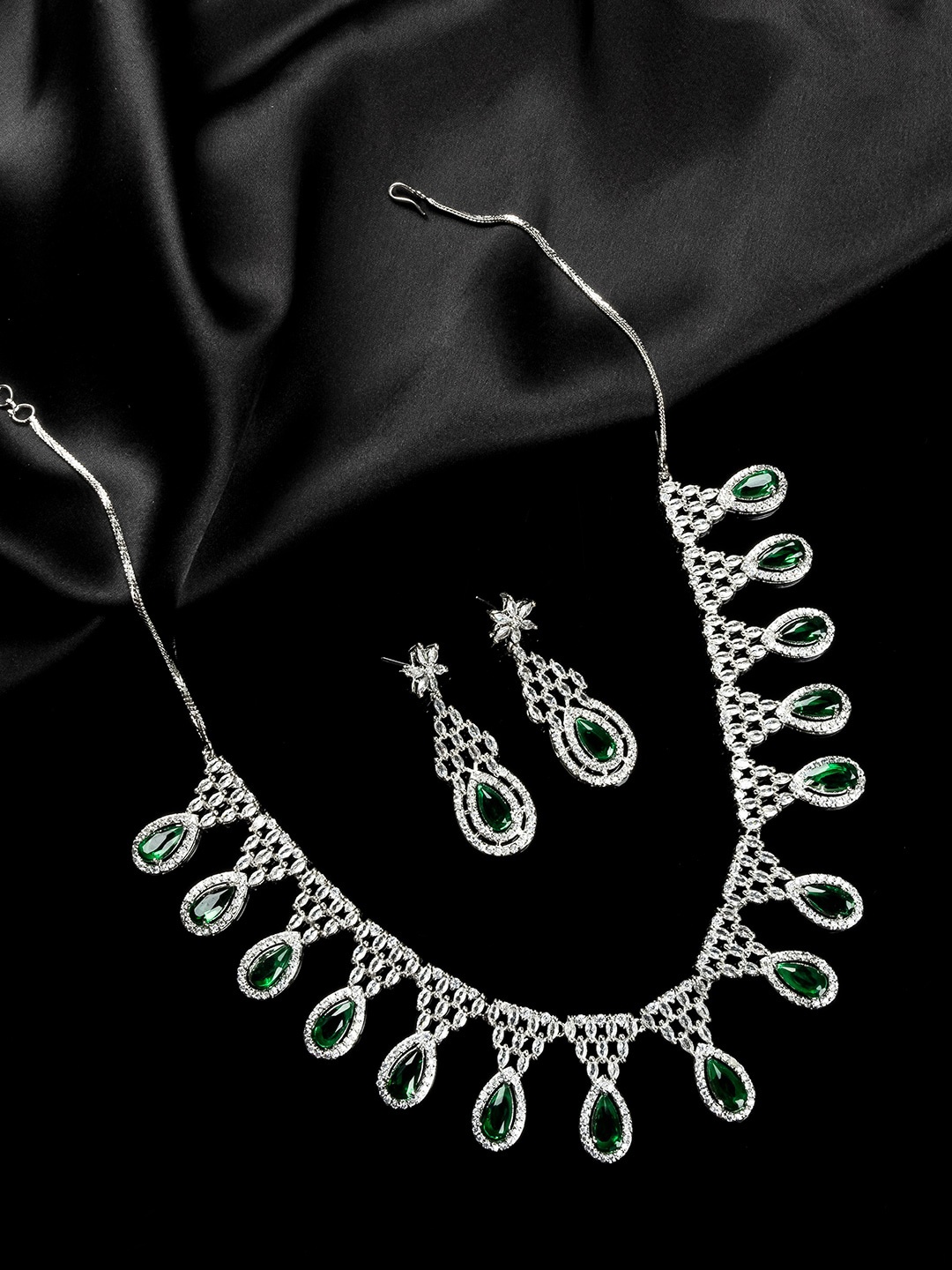 

StileAdda Silver-Plated Cubic Zirconia-Studded Jewellery Set