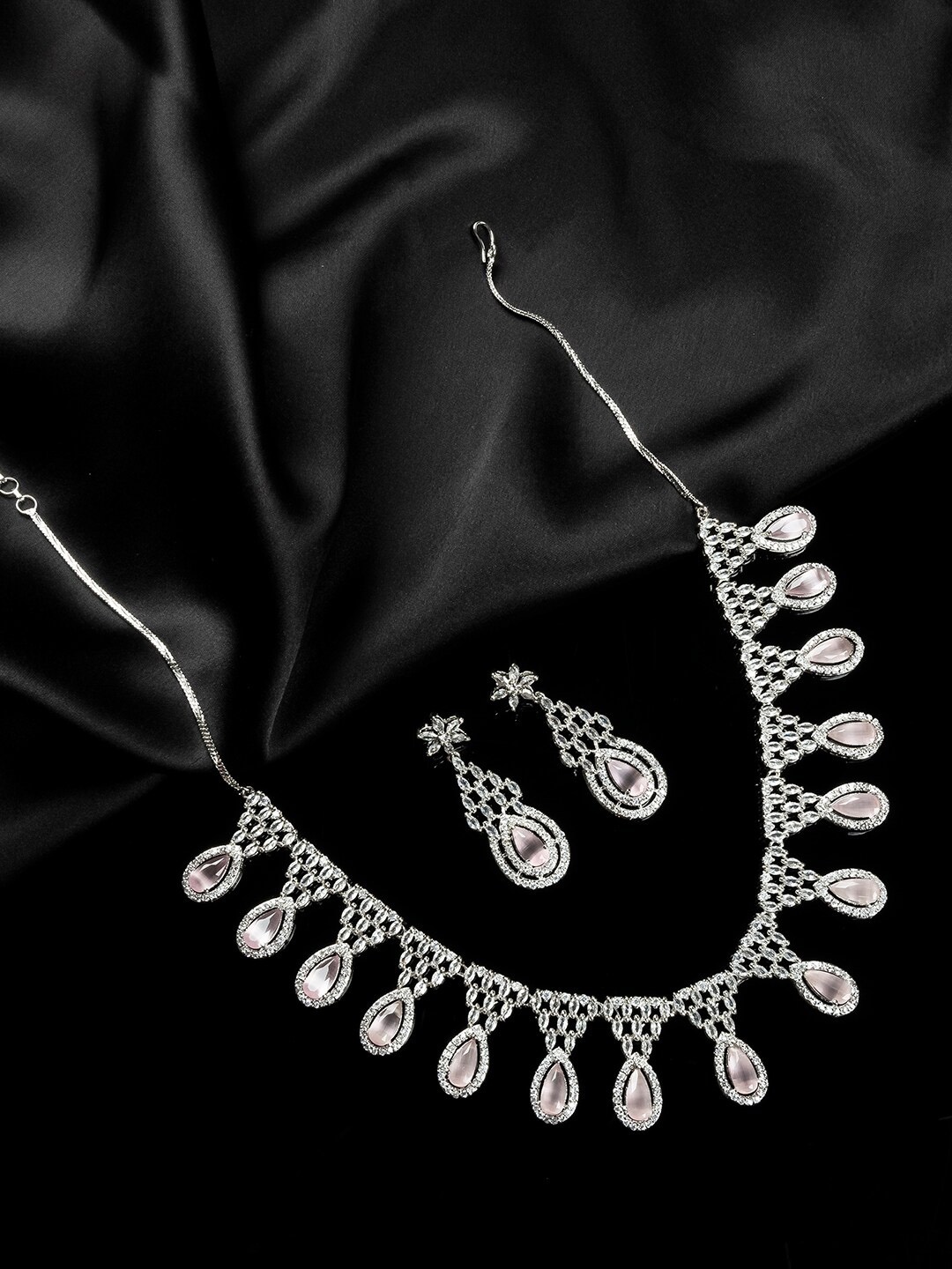 

StileAdda Silver Plated Cubic Zirconia Studded Jewellery Set