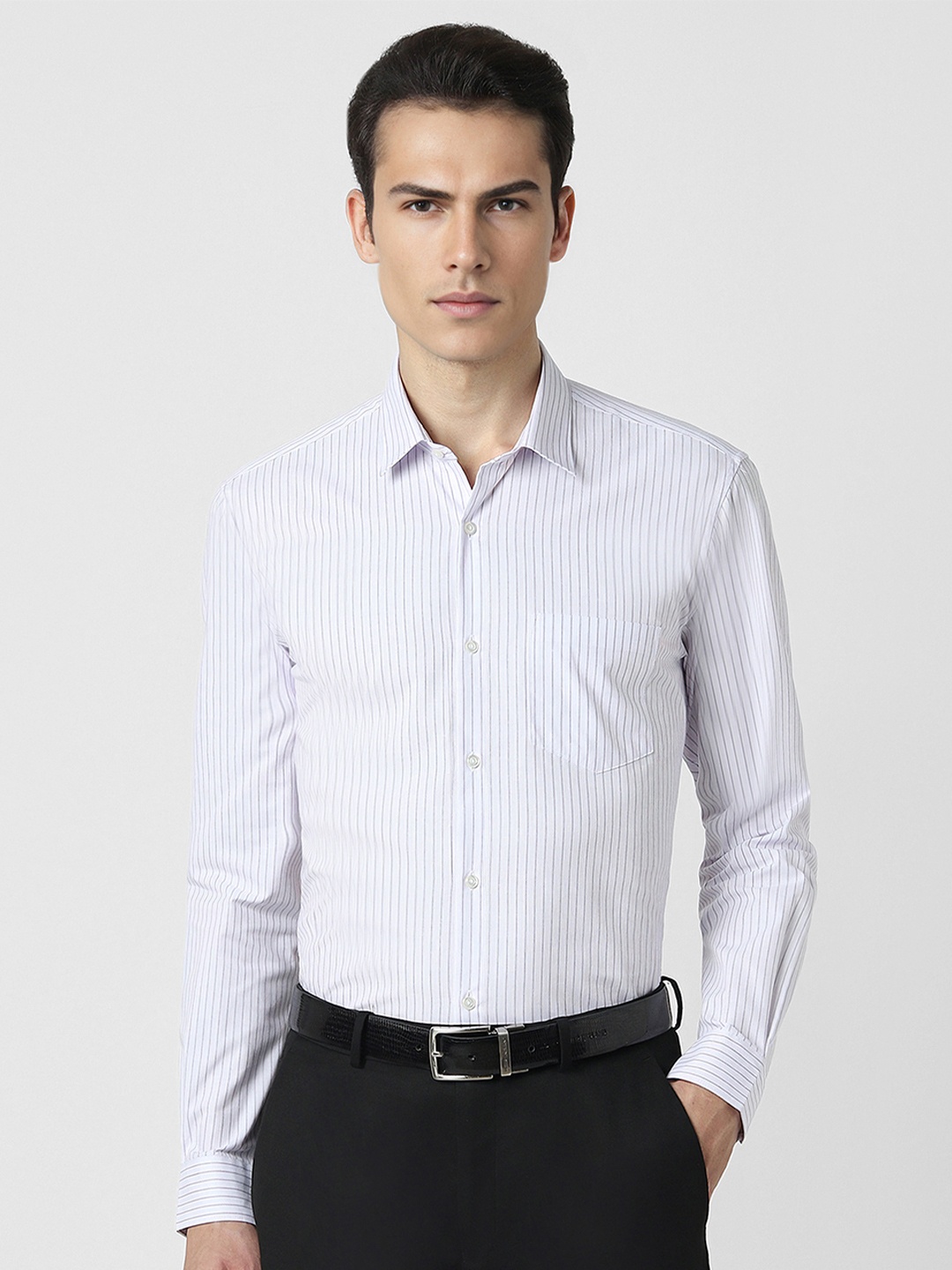 

Peter England Men Opaque Striped Formal Shirt, White