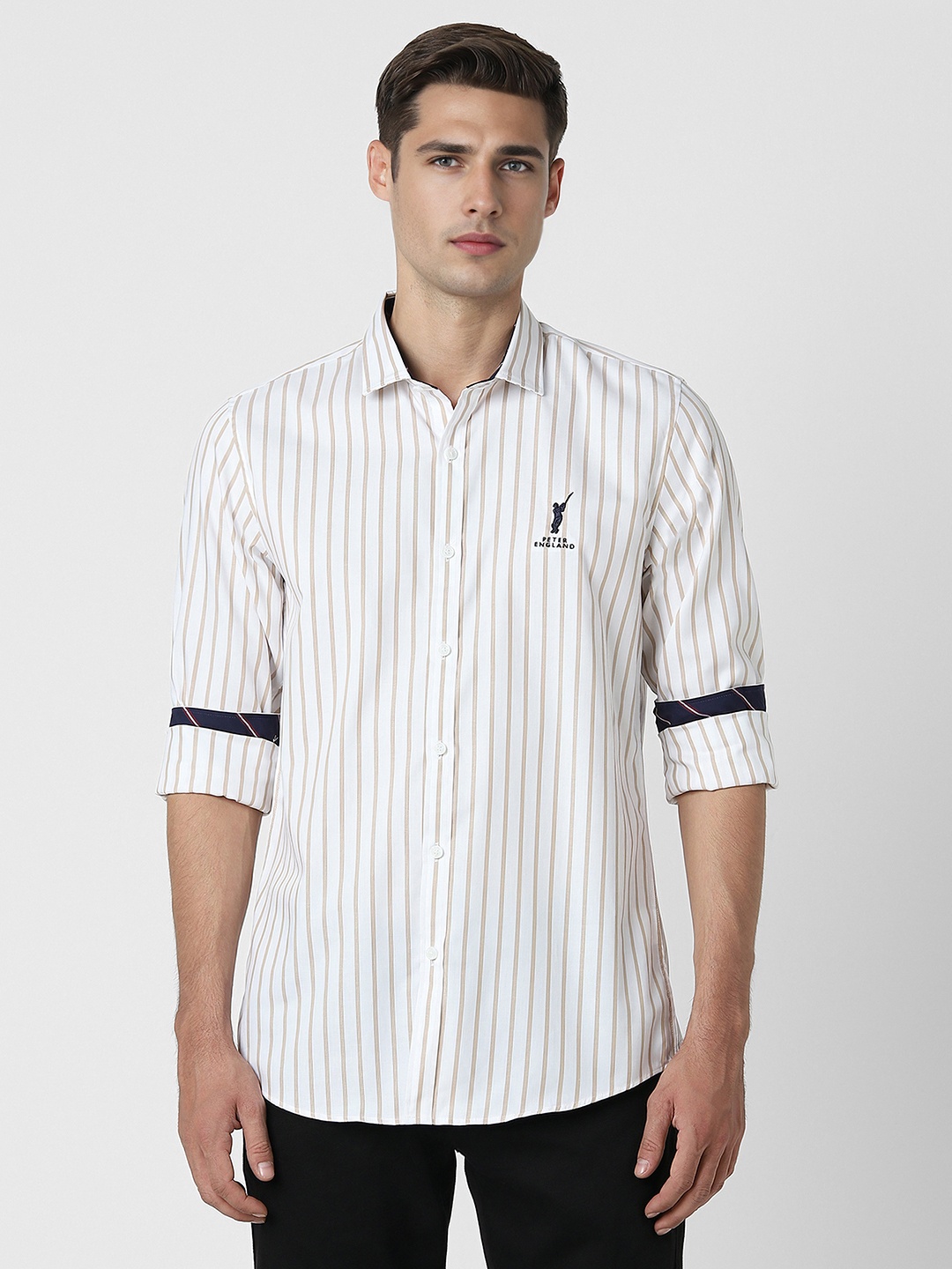 

Peter England Casuals Men Slim Fit Opaque Striped Casual Shirt, White