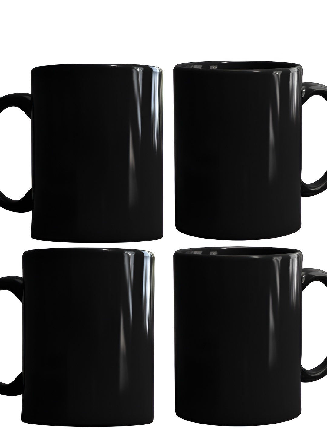 

SUBLIKRAFT Black 4 Pieces Ceramic Glossy Mugs 330 ml