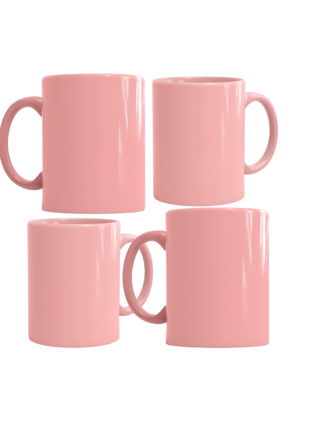 

SUBLIKRAFT Pink 4 Pieces Ceramic Glossy Mugs 330 ml