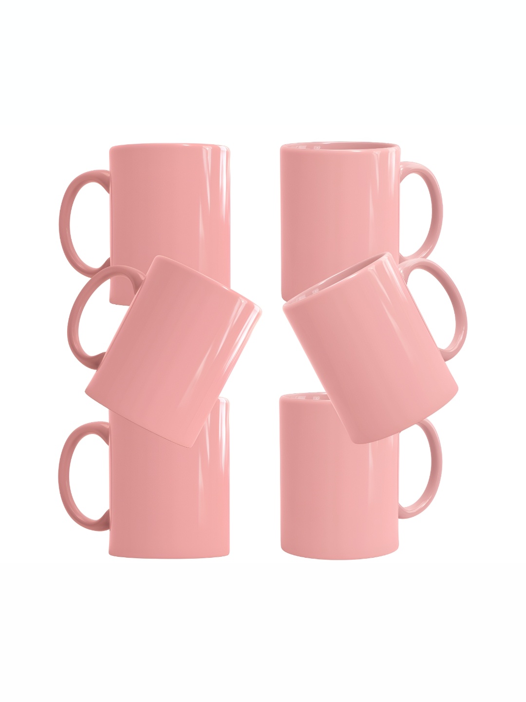 

SUBLIKRAFT Pink 6 Pieces Ceramic Glossy Mugs 330 ml