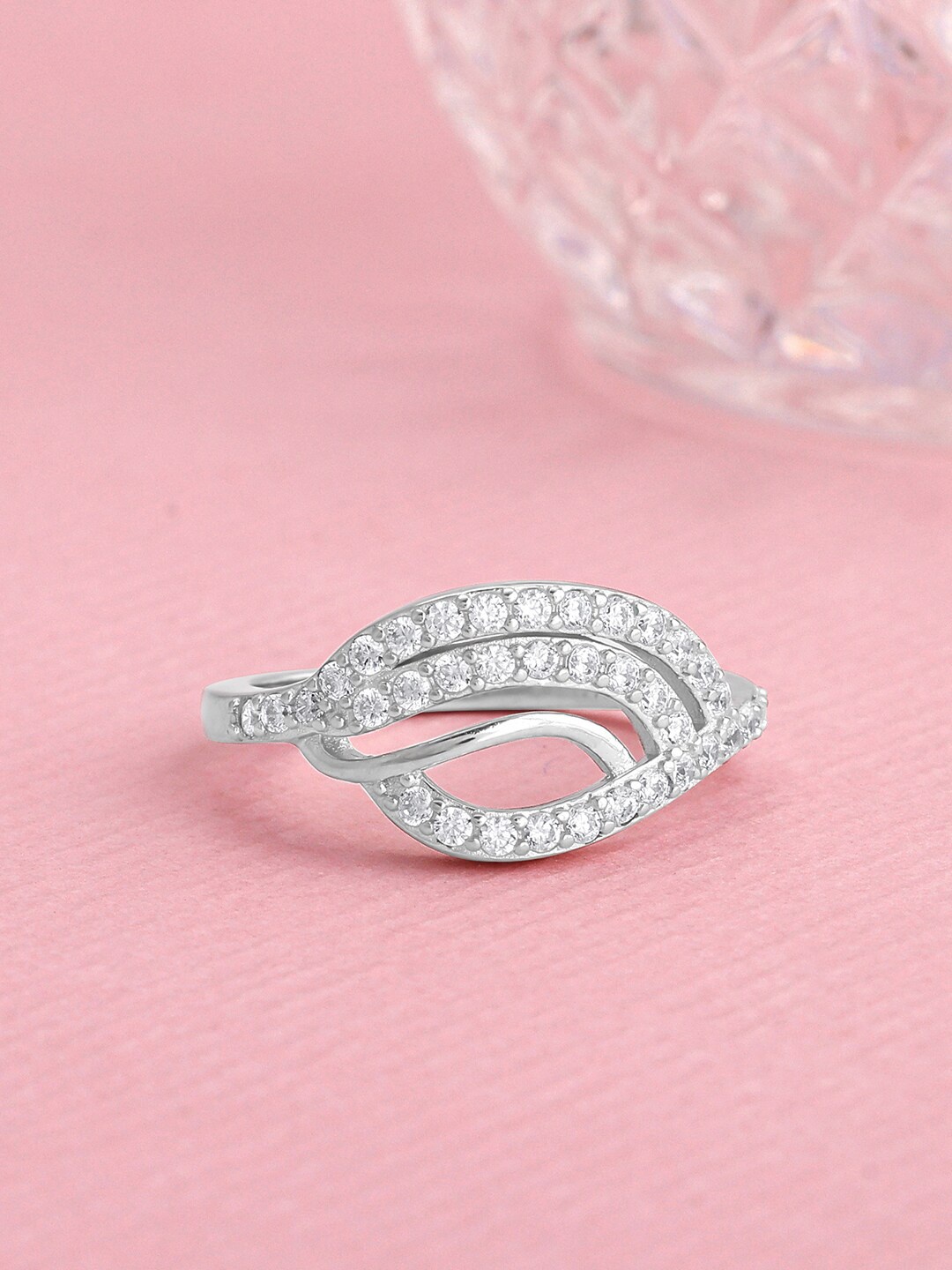 

GIVA Women 925 Sterling Silver Rhodium-Plated Stones-Studded Finger Ring