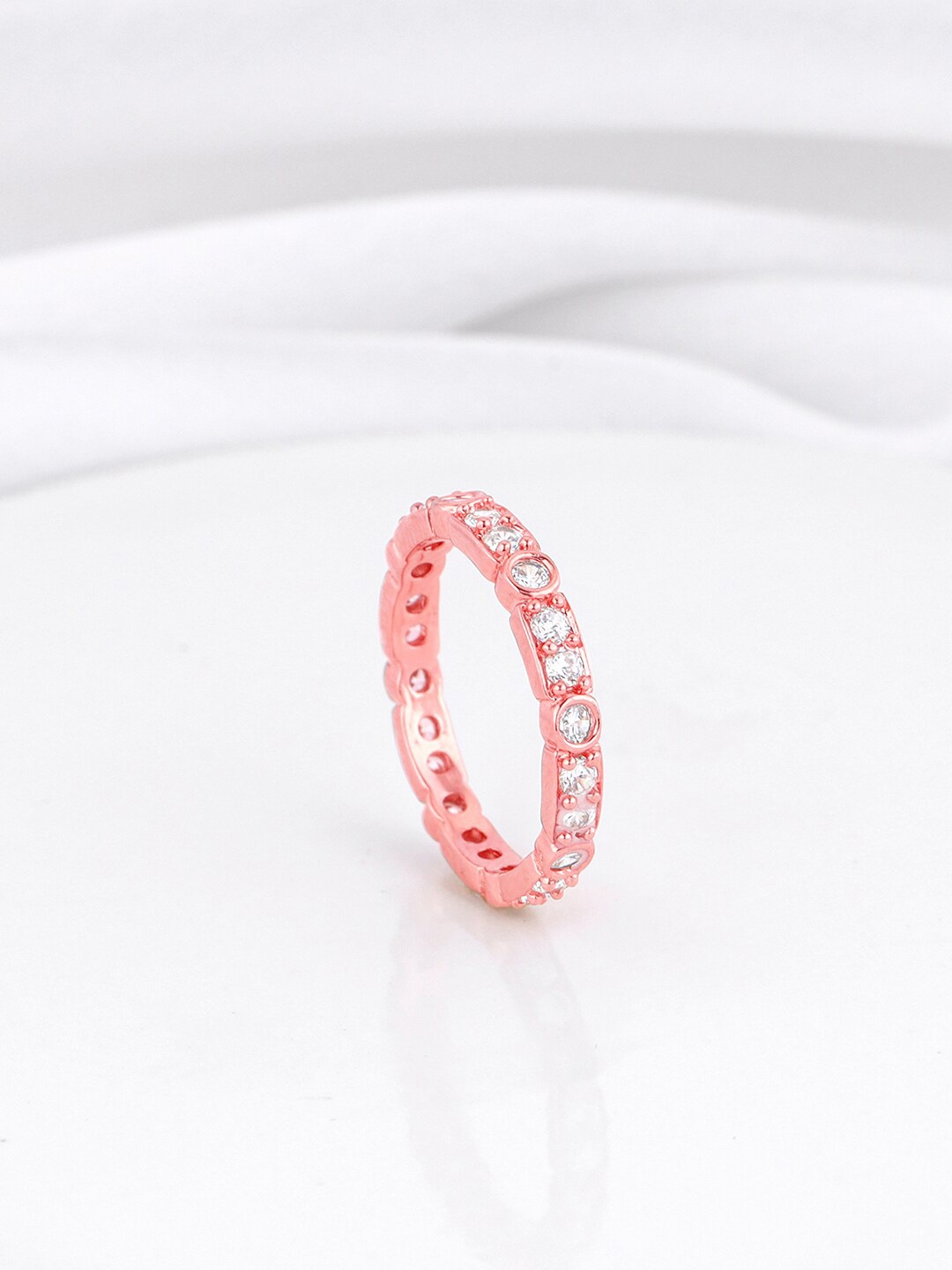 

GIVA 925 Sterling Silver Rose Gold-Plated Stones-Studded Finger Ring