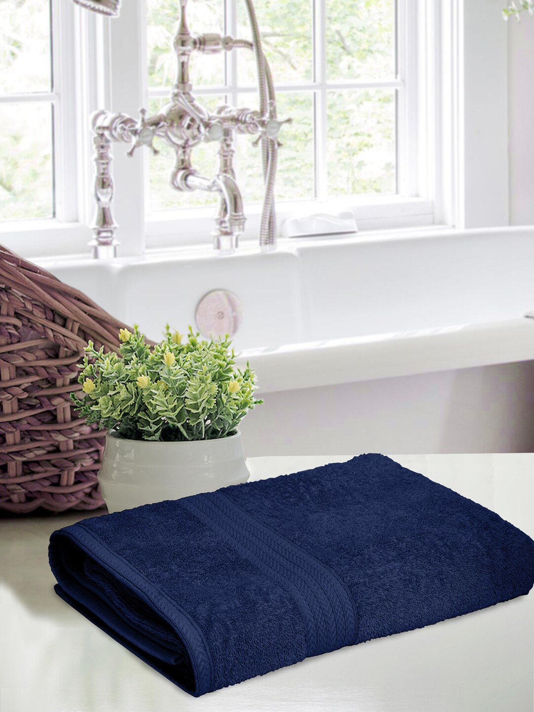 

BOMBAY DYEING Navy Blue Cotton Bath Towels