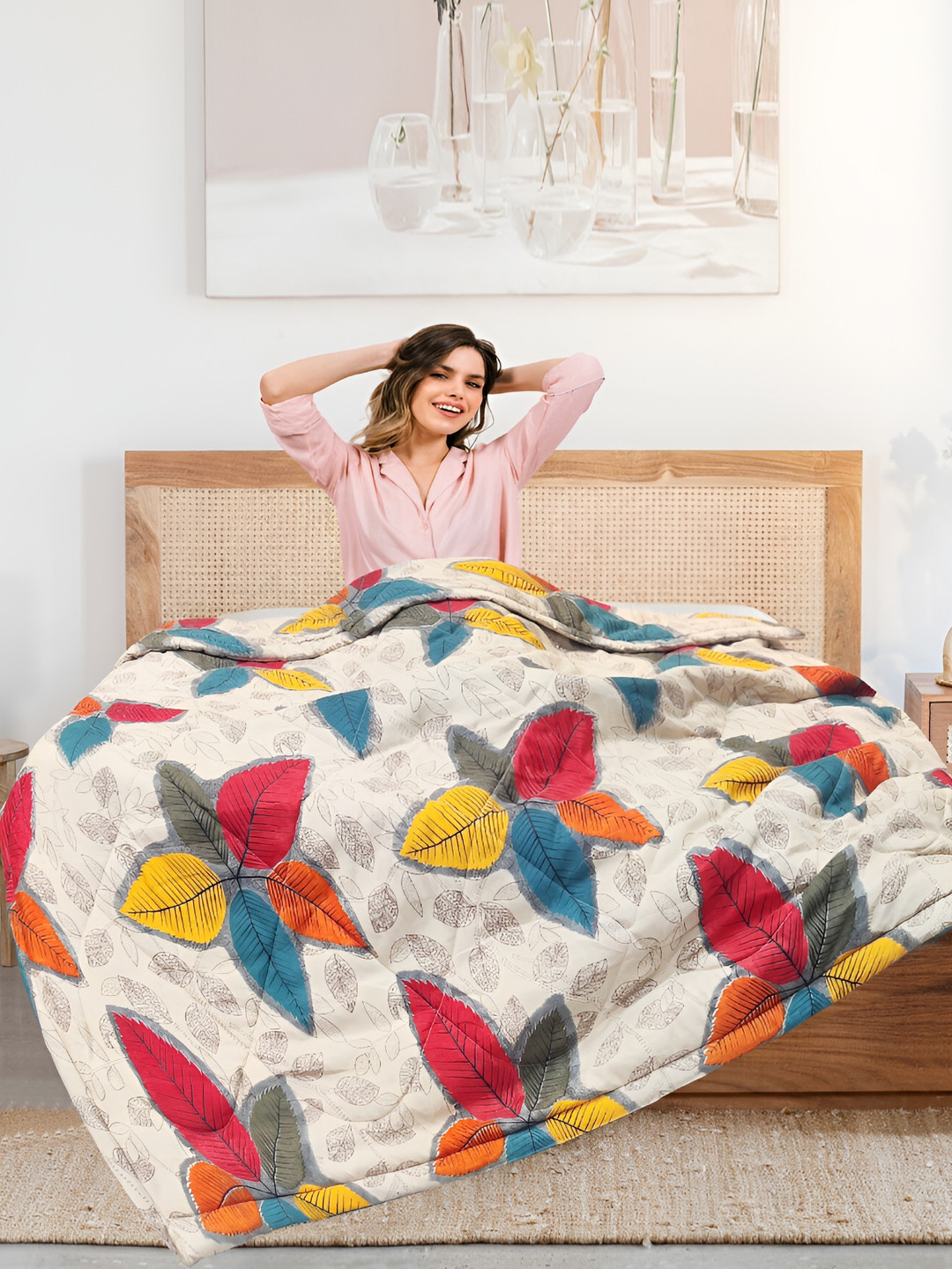

Supreme Home Collective Multicoloured Floral AC Room 300 GSM Double Bed Comforter, Multi