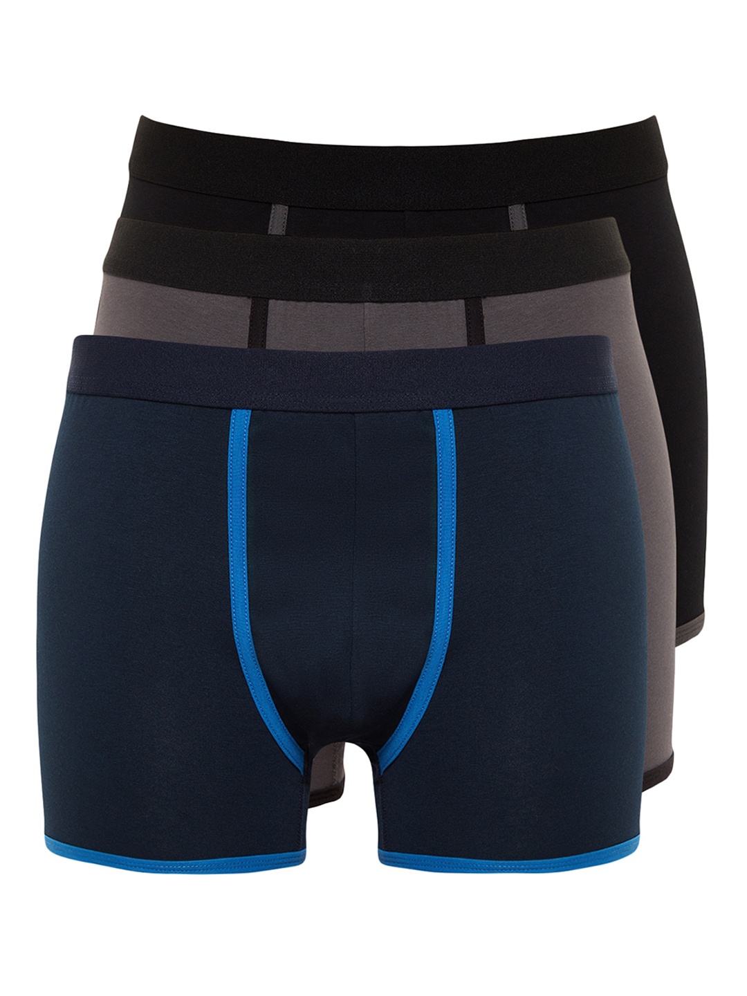 

Trendyol Pack of 3 Mid-Rise Cotton Trunks, Navy blue