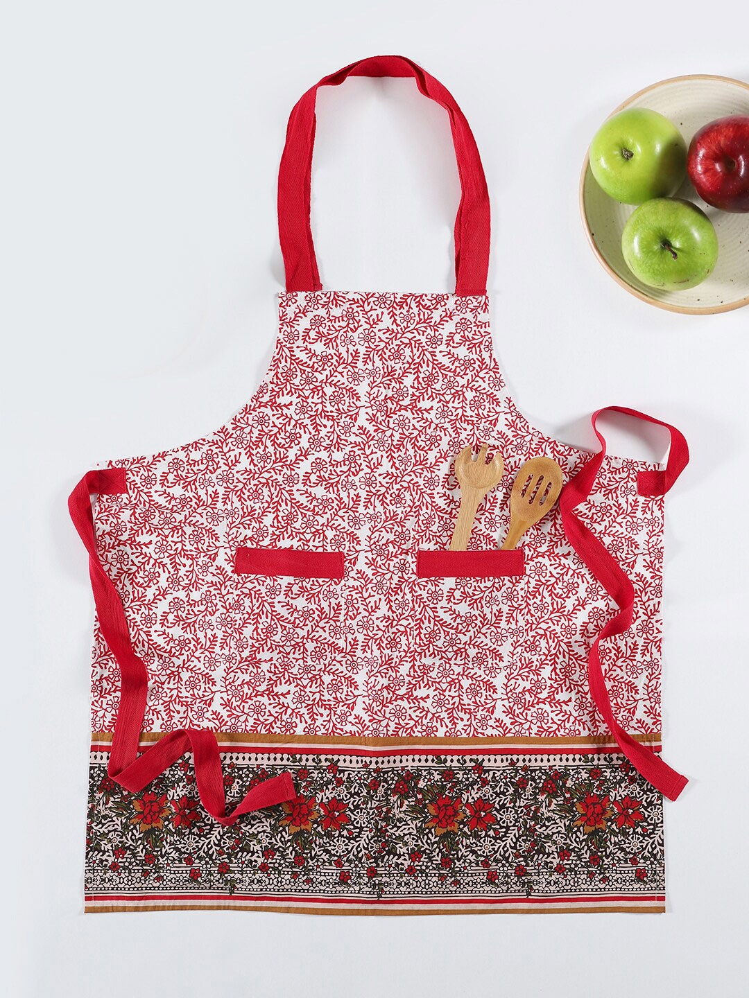 

Ratan Cart Brown & White Floral Printed Cotton Apron