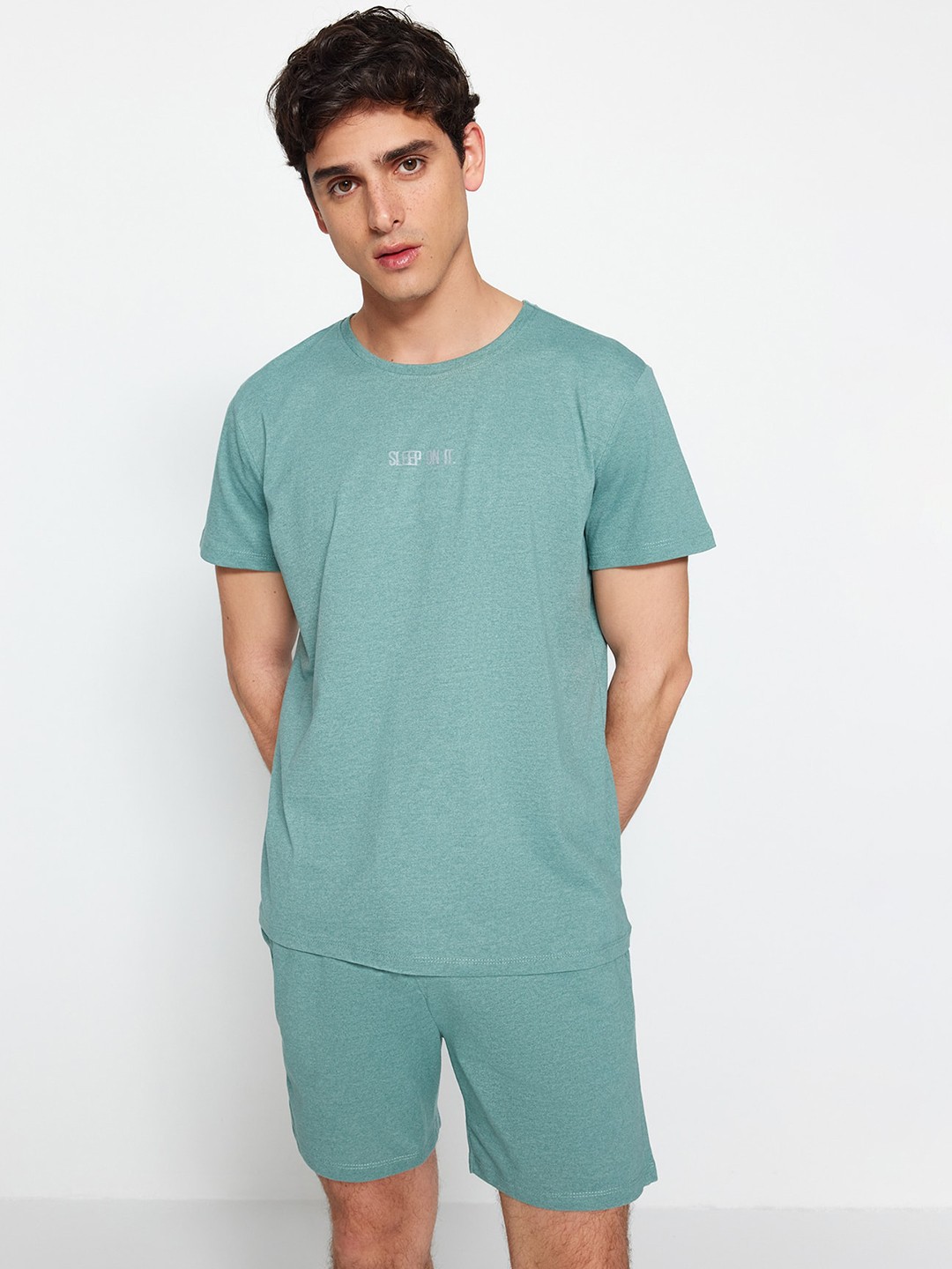 

Trendyol Pure Cotton T-shirt With Shorts, Green