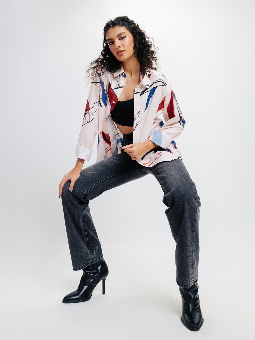 

FREAKINS Abstract Printed Casual Shirt, White
