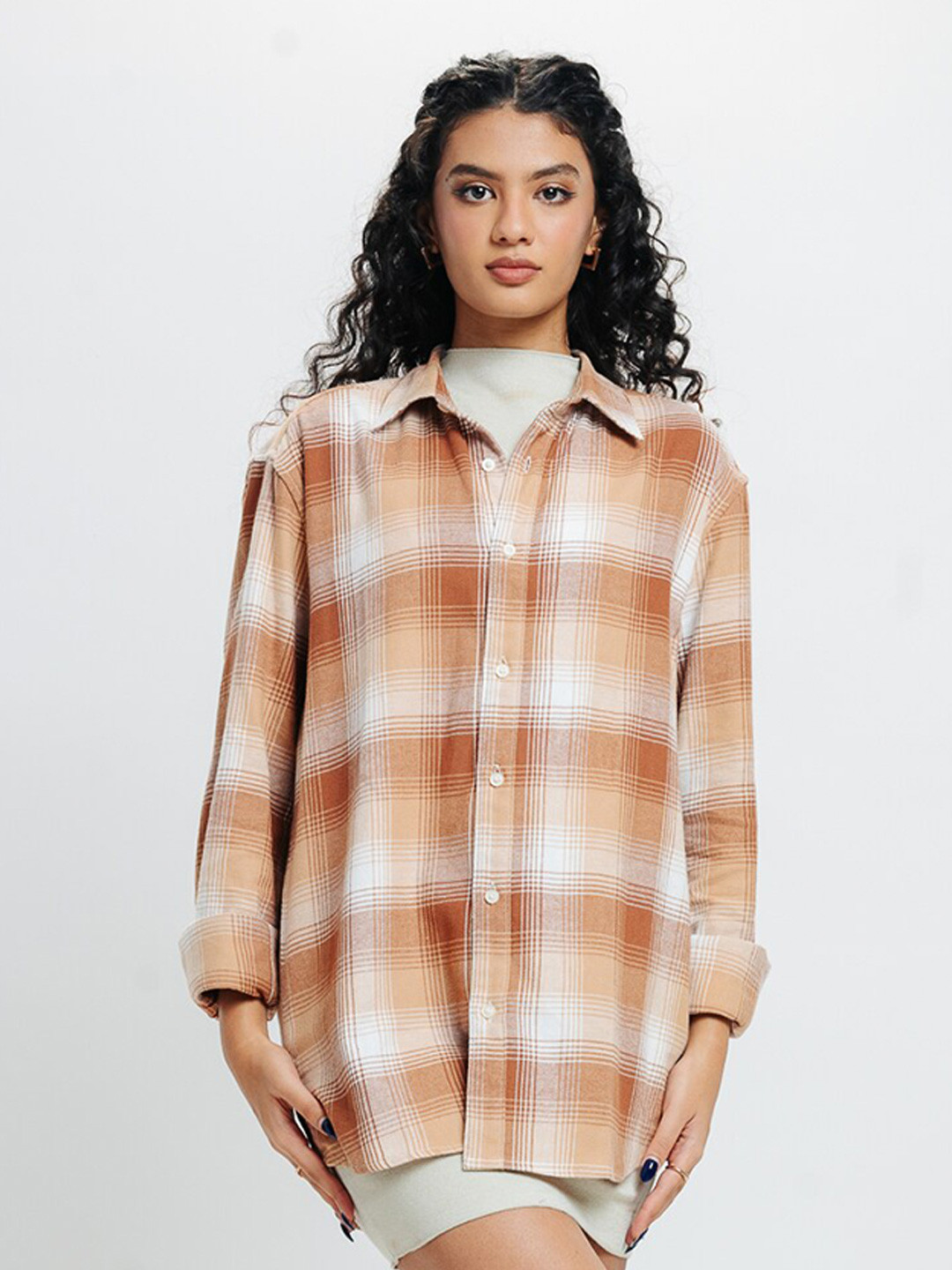 

FREAKINS Tartan Checks Cotton Checked Casual Shirt, White