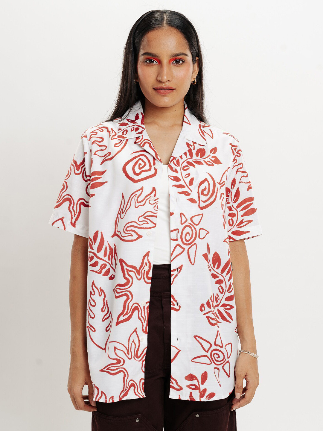 

FREAKINS Floral Printed Casual Shirt, White
