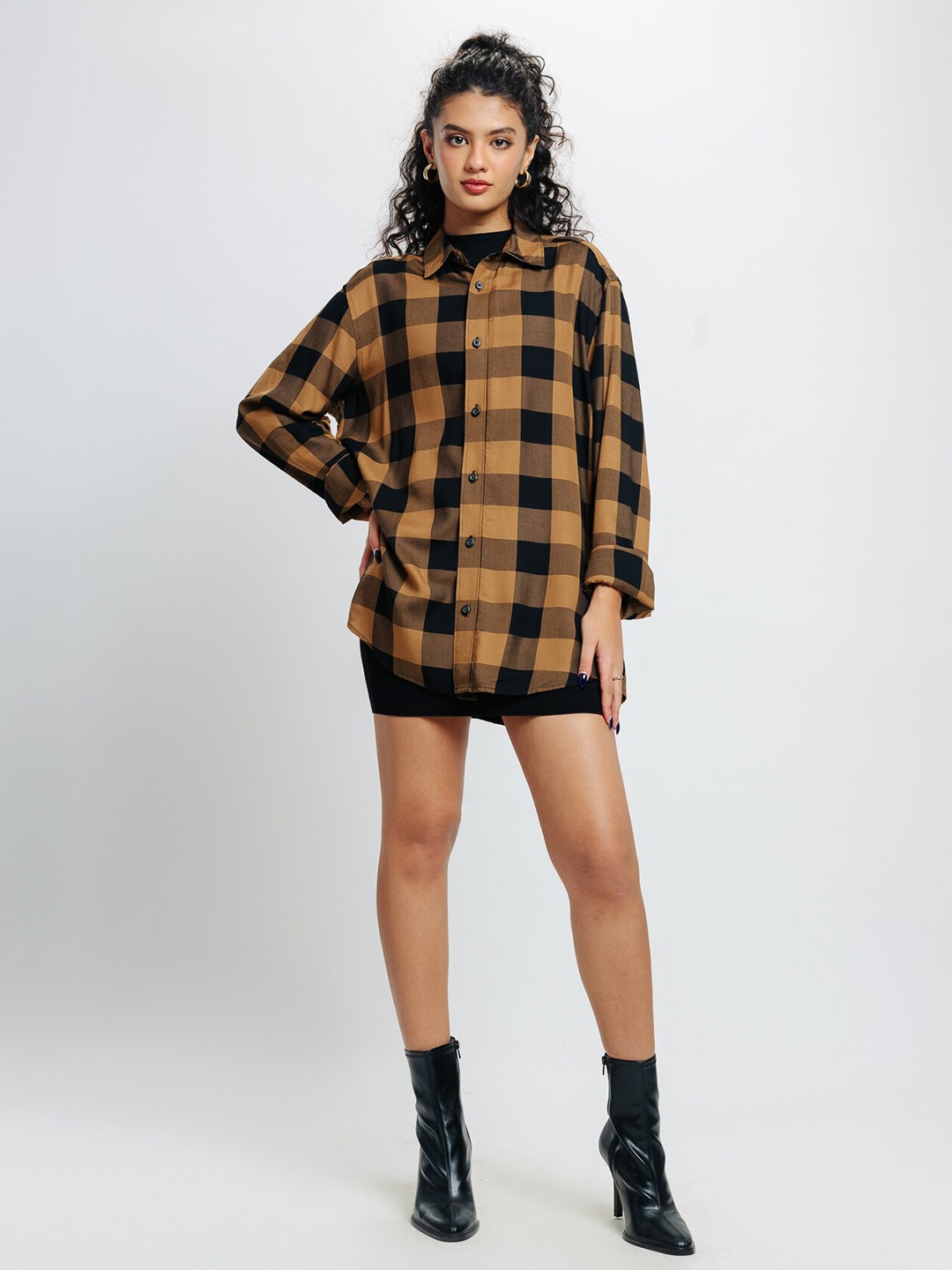 

FREAKINS Tartan Checks Cotton Casual Shirt, Orange