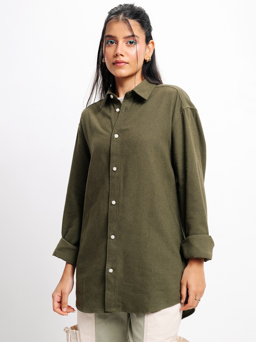 

FREAKINS Cotton Casual Shirt, Olive