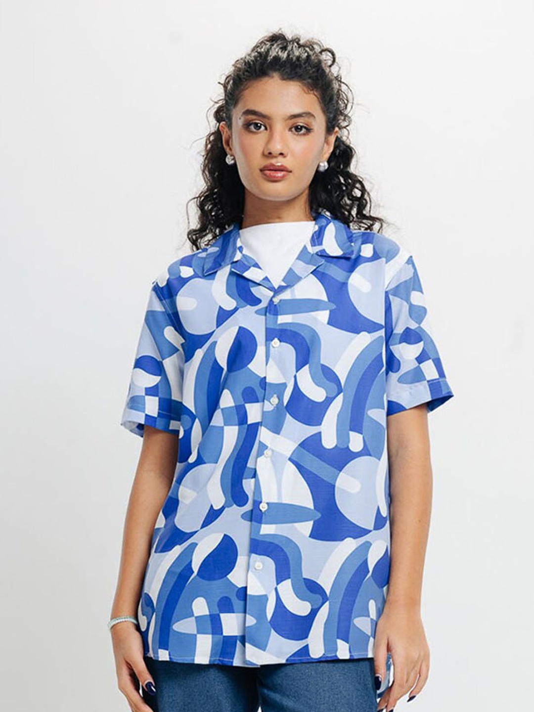 

FREAKINS Abstract Printed Casual Shirt, Blue