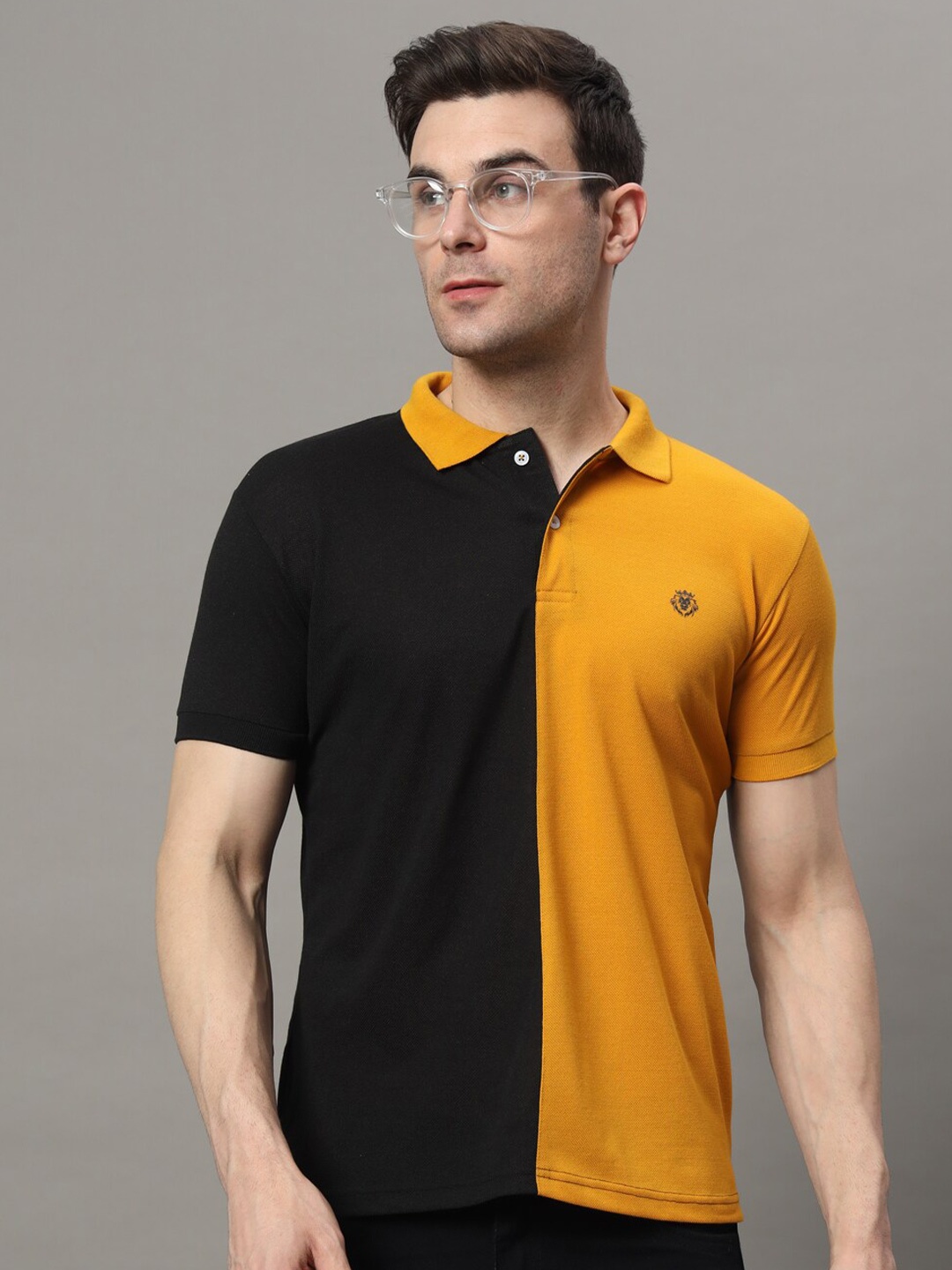 

THE MILLION CLUB Colourblocked Polo Collar T-shirt, Black