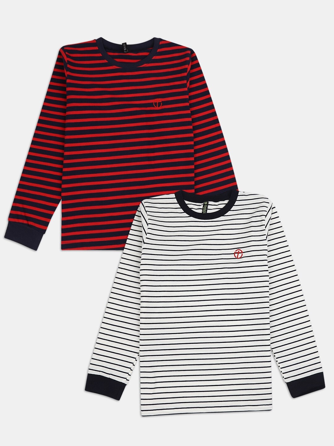 

V-Mart Boys Pack Of 3 Striped Printed Round Neck Long Sleeves Cotton T-shirt, Black