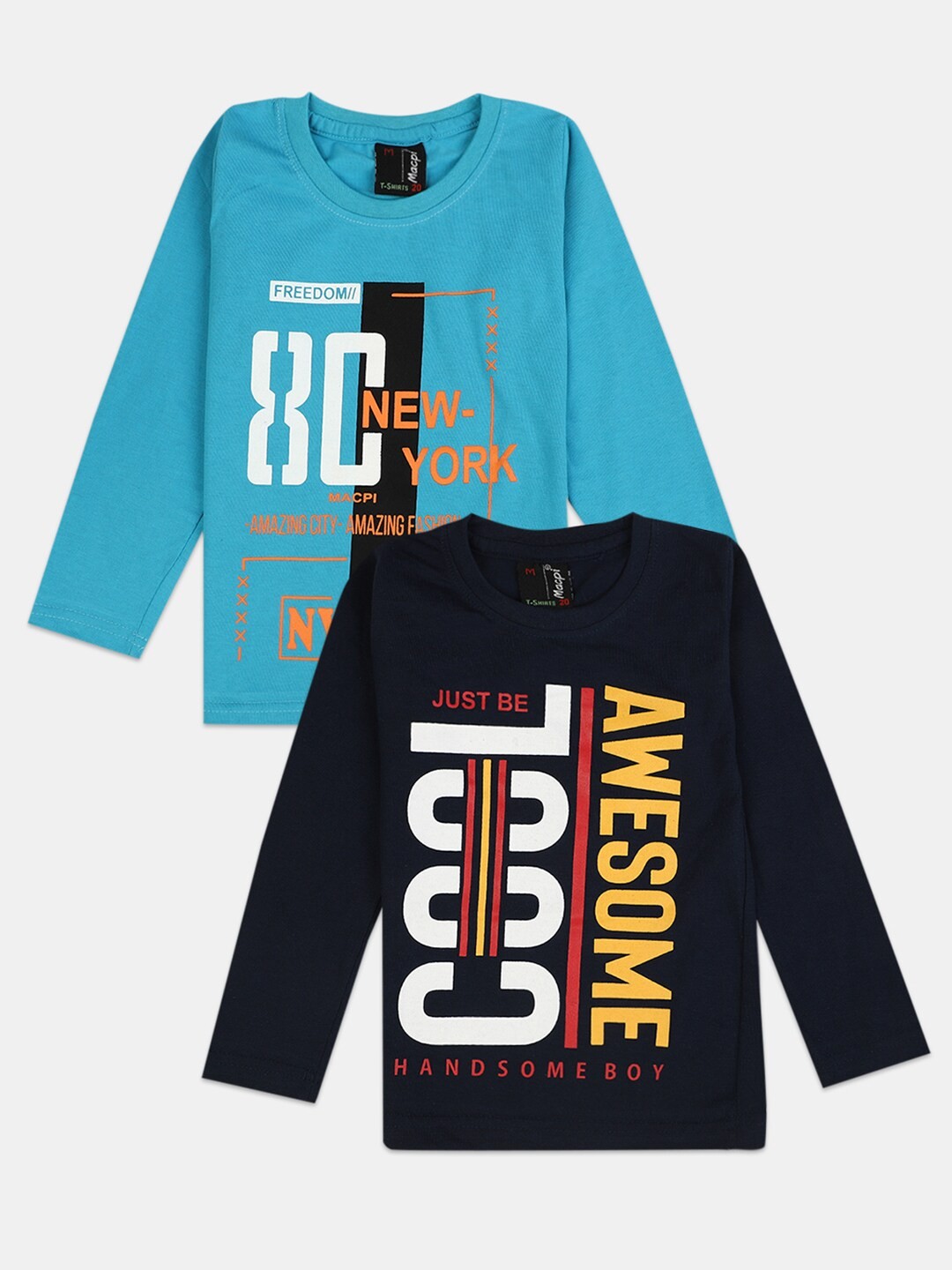 

V-Mart Boys Pack Of 4 Typography Printed Round Neck Long Sleeves Cotton T-shirt, Red