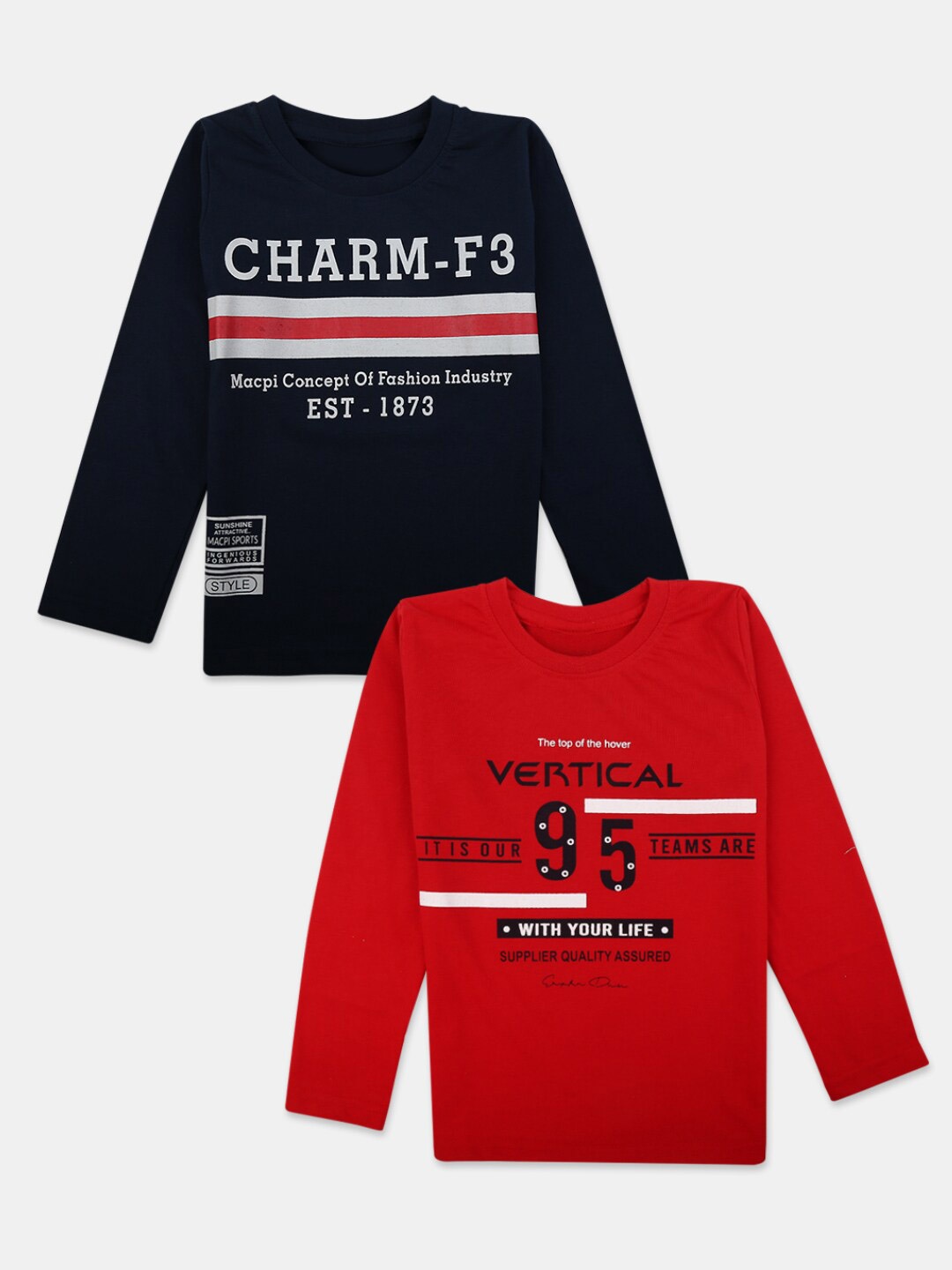 

V-Mart Boys Pack Of 4 Typography Printed Cotton T-shirt, Red