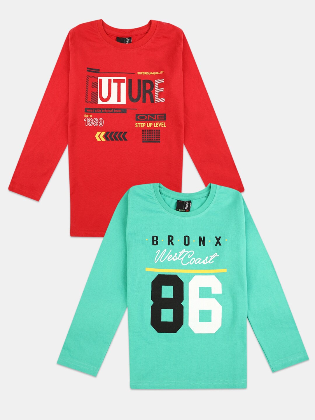

V-Mart Boys Pack Of 4 Typography Printed Cotton Applique Casual T-shirts, Red