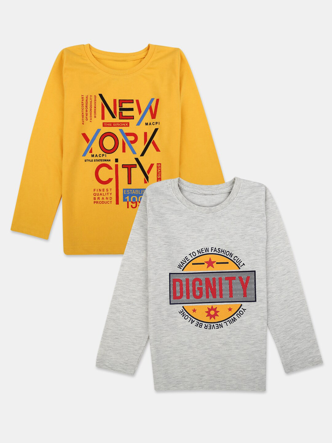 

V-Mart Boys Pack Of 3 Typography Printed Cotton Hooded Applique Casual T-shirts, Yellow
