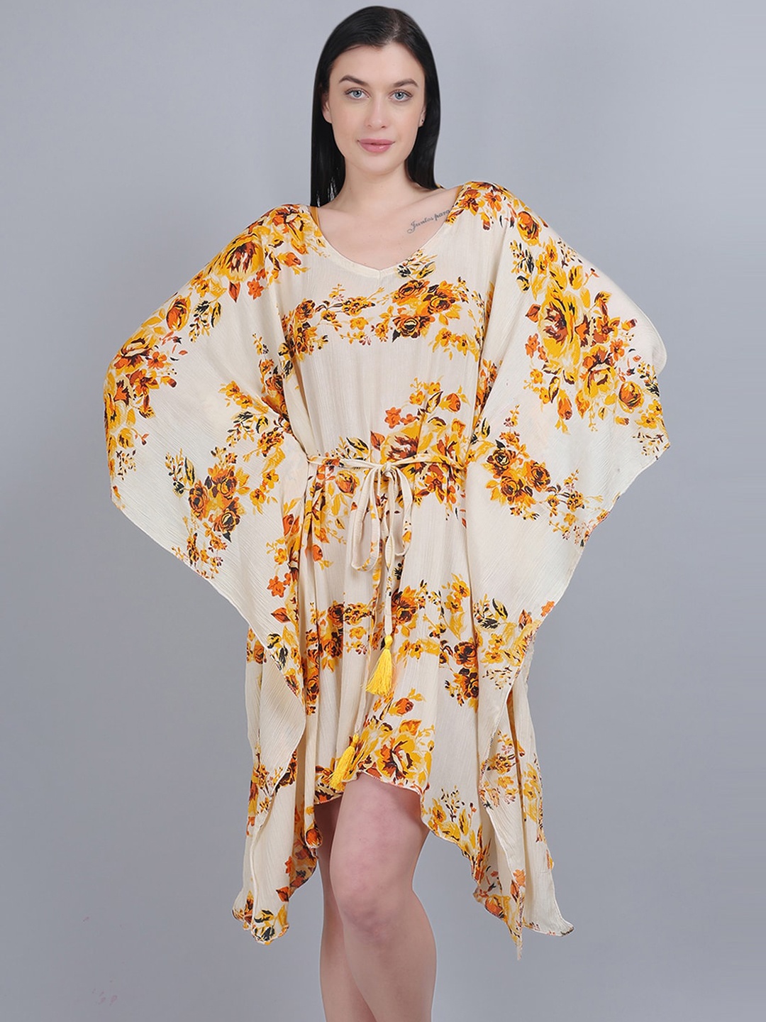 

mod & shy Printed Swimwear Cover Up Kaftan Dress, Yellow
