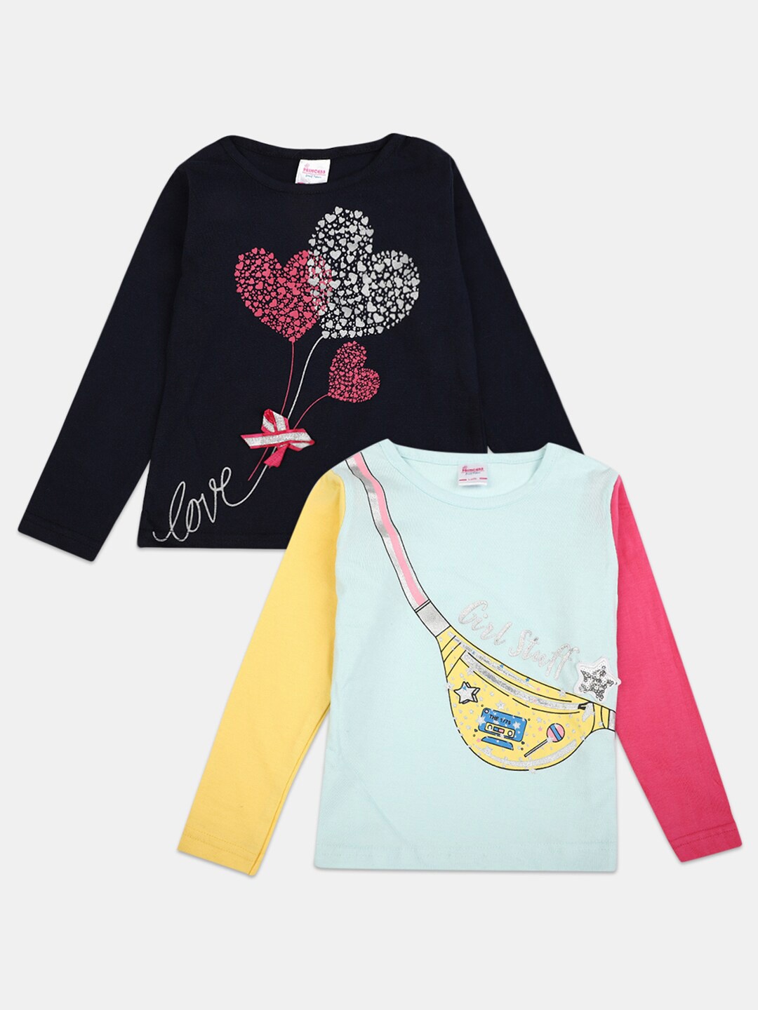 

V-Mart Girls Pack Of 4 Printed Cotton Round Neck Casual T-shirts, Green