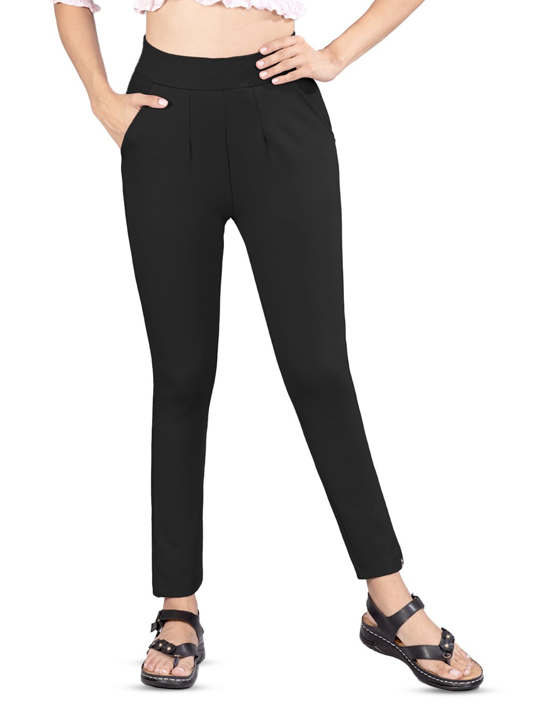 

indian flower Skinny Fit Treggings, Black