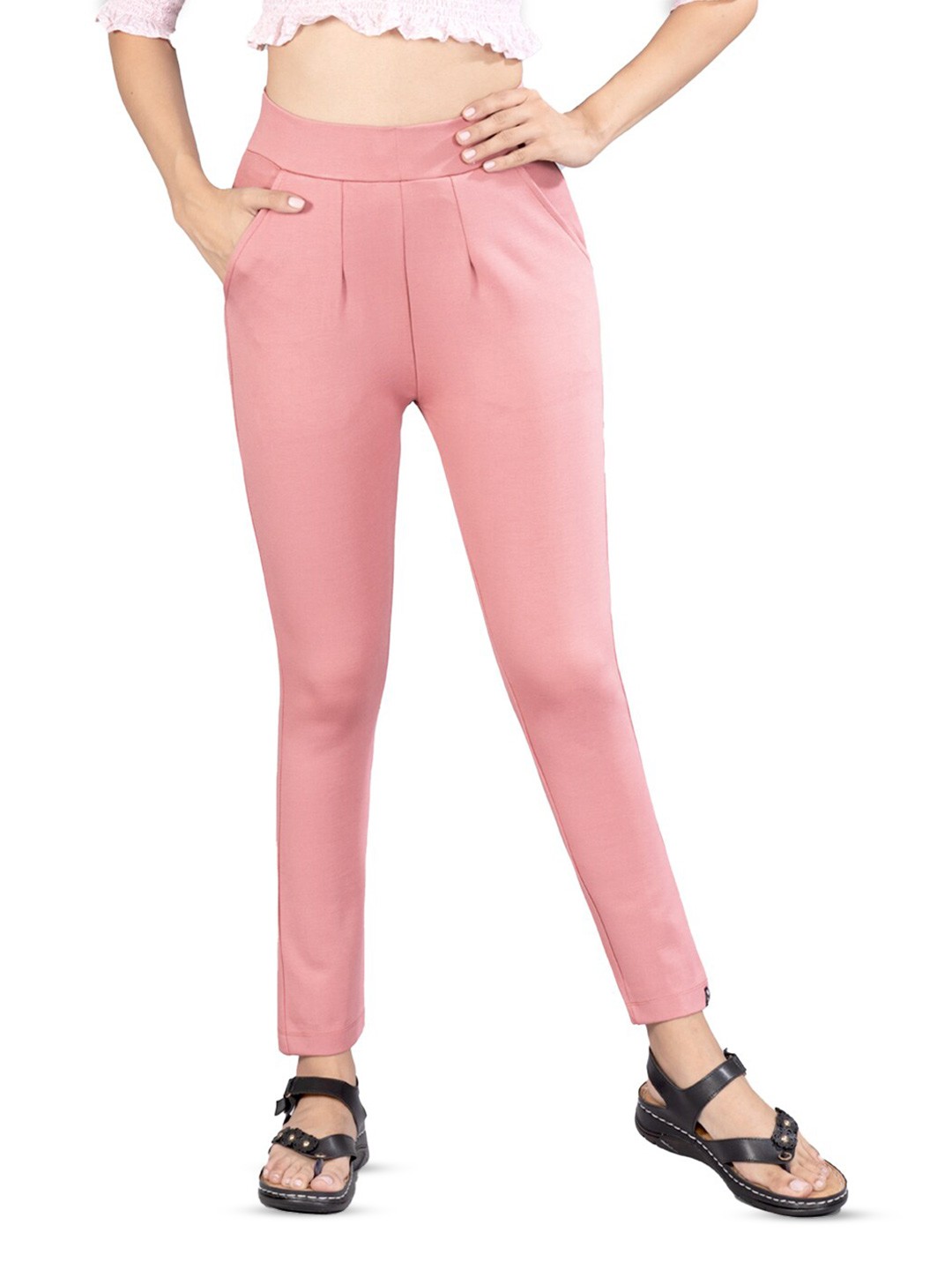 

indian flower Women Skinny Fit Treggings, Peach