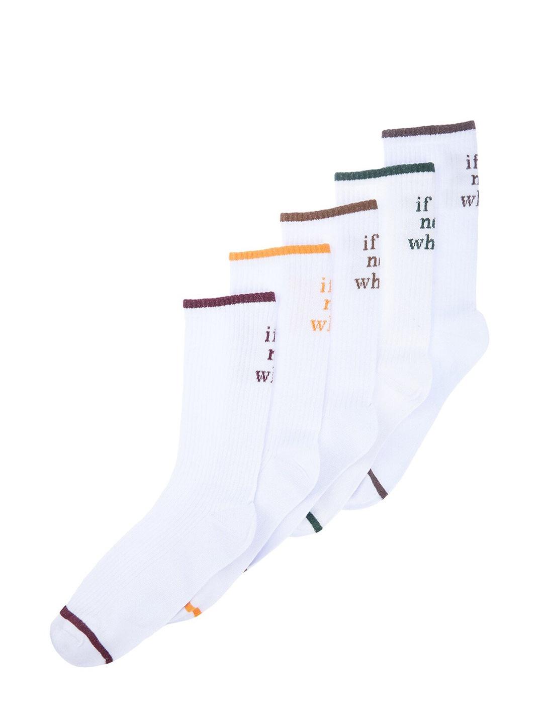 

Trendyol Men Pack Of 5 Patterned Calf-Length Socks, White