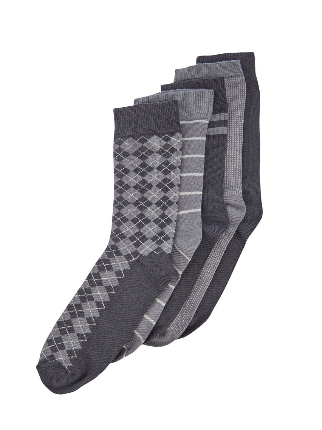 

Trendyol Men Pack Of 5 Patterned Calf-Length Socks, Grey