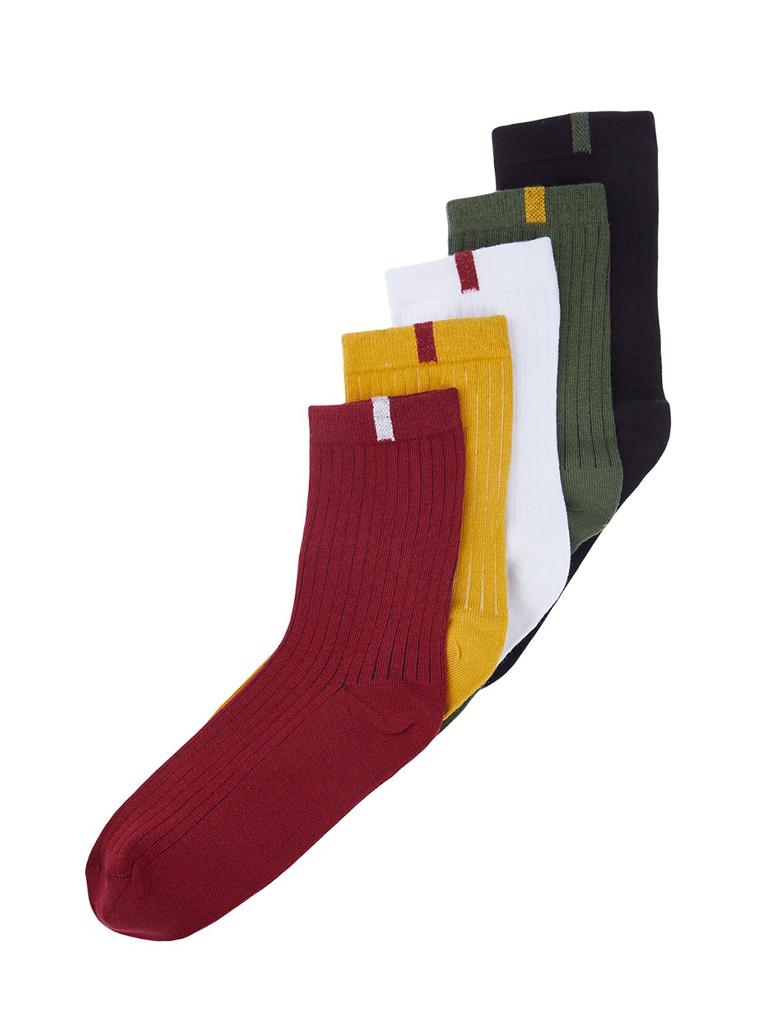 

Trendyol Men Pack Of 5 Ribbed Ankle-Length Socks, White