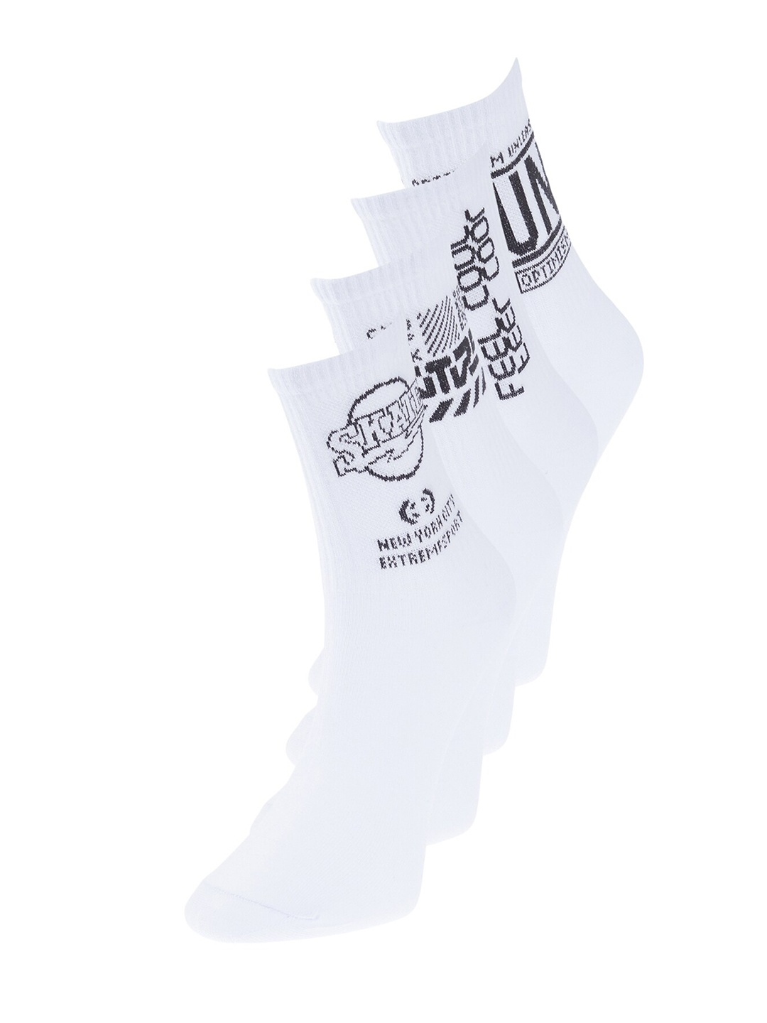 

Trendyol Men Pack Of 4 Patterned Above Ankle Length Socks, White