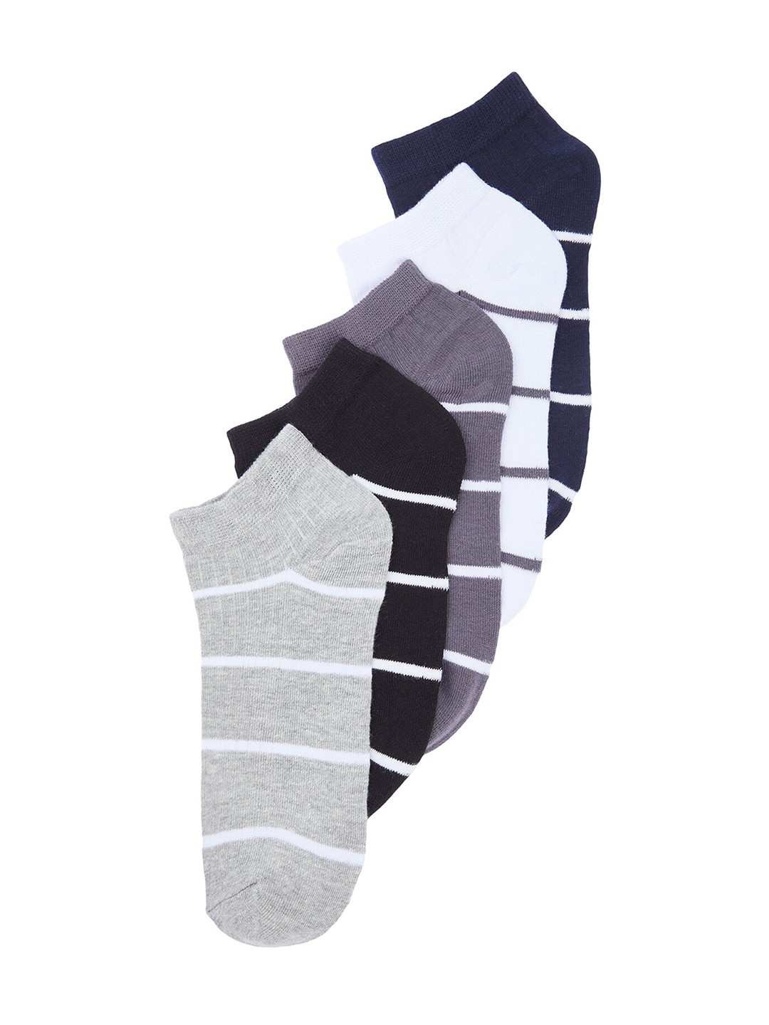 

Trendyol Men Pack of 5 Striped Ankle Length Socks, Grey