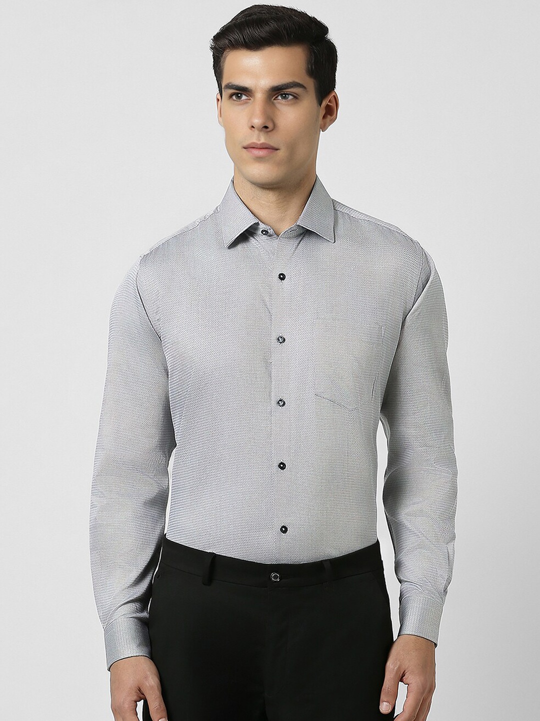 

Van Heusen Self Design Textured Opaque Cotton Shirt, Grey