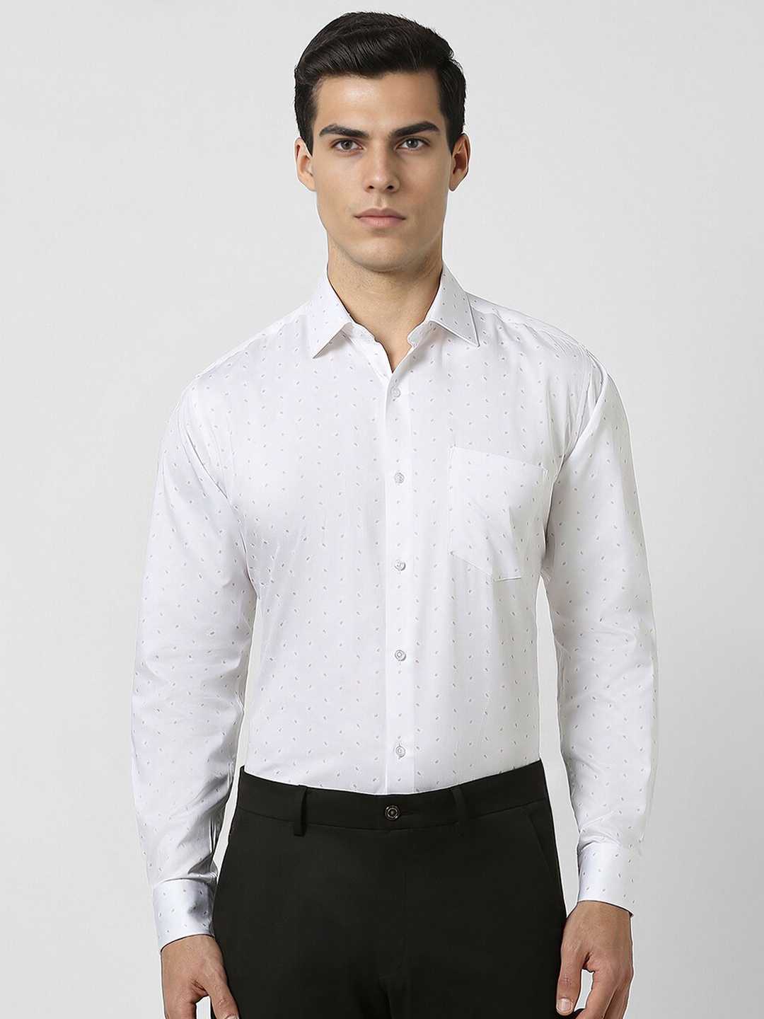 

Van Heusen Micro Ditsy Printed Cotton Opaque Party Shirt, White