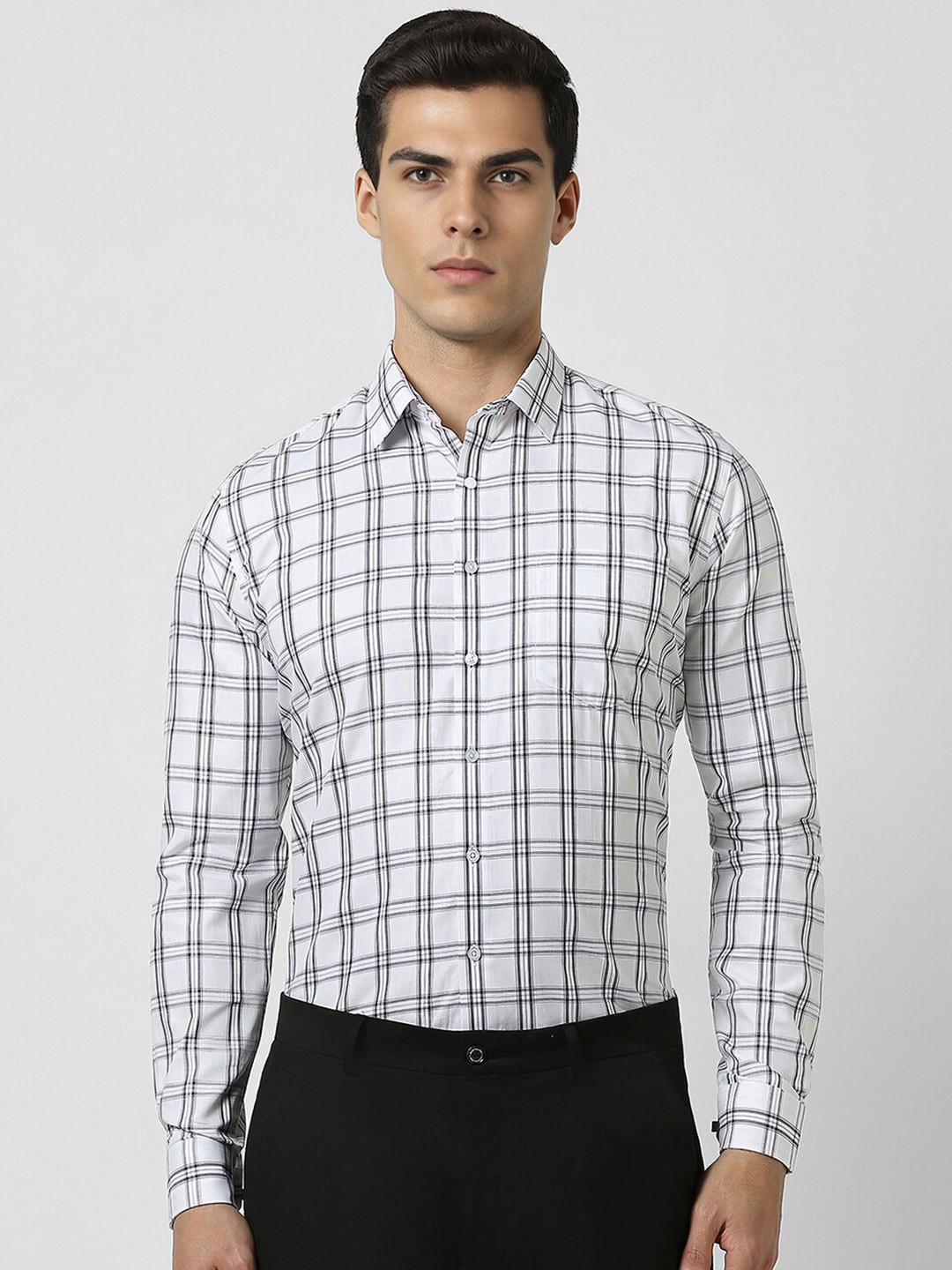 

Van Heusen Checked Slim Fit Cotton Opaque Formal Shirt, White