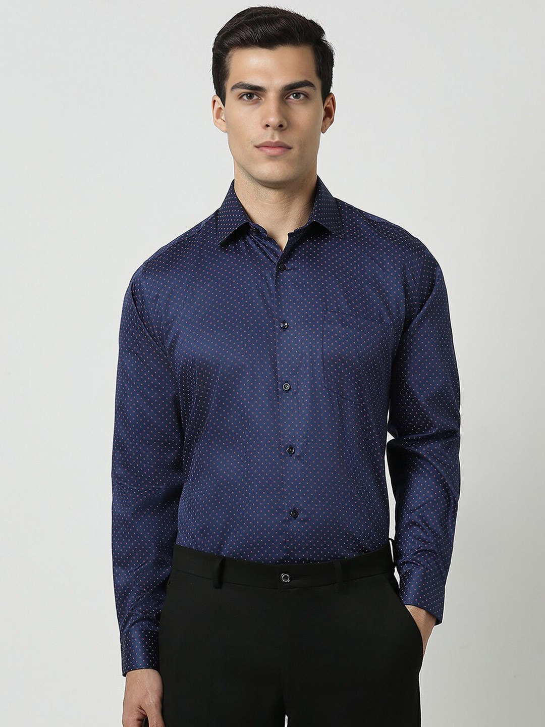 

Van Heusen Micro Ditsy Printed Pure Cotton Party Shirt, Navy blue