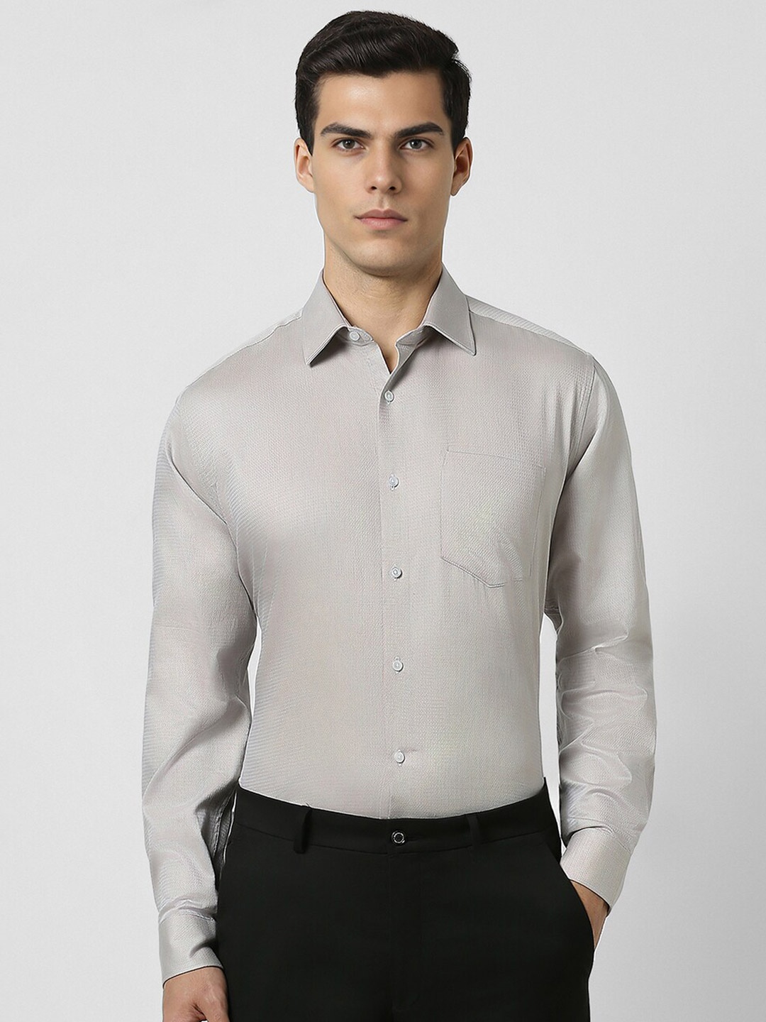 

Van Heusen Self Design Textured Cotton Opaque Shirt, Beige