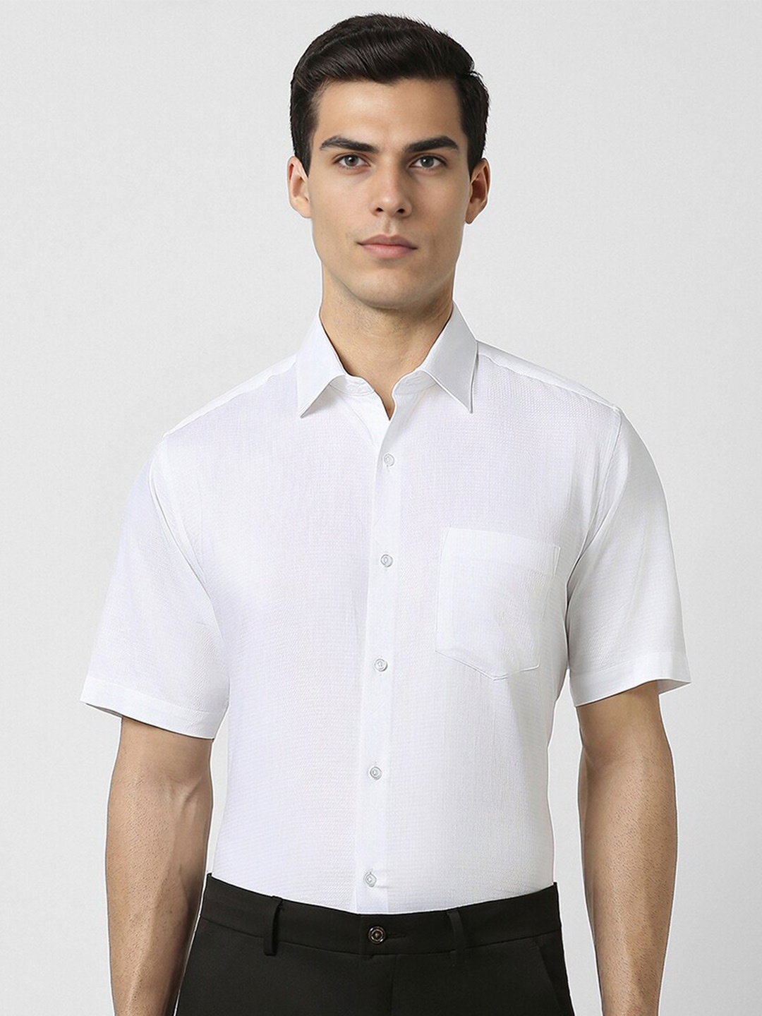 

Van Heusen Self Design Textured Opaque Cotton Shirt, White