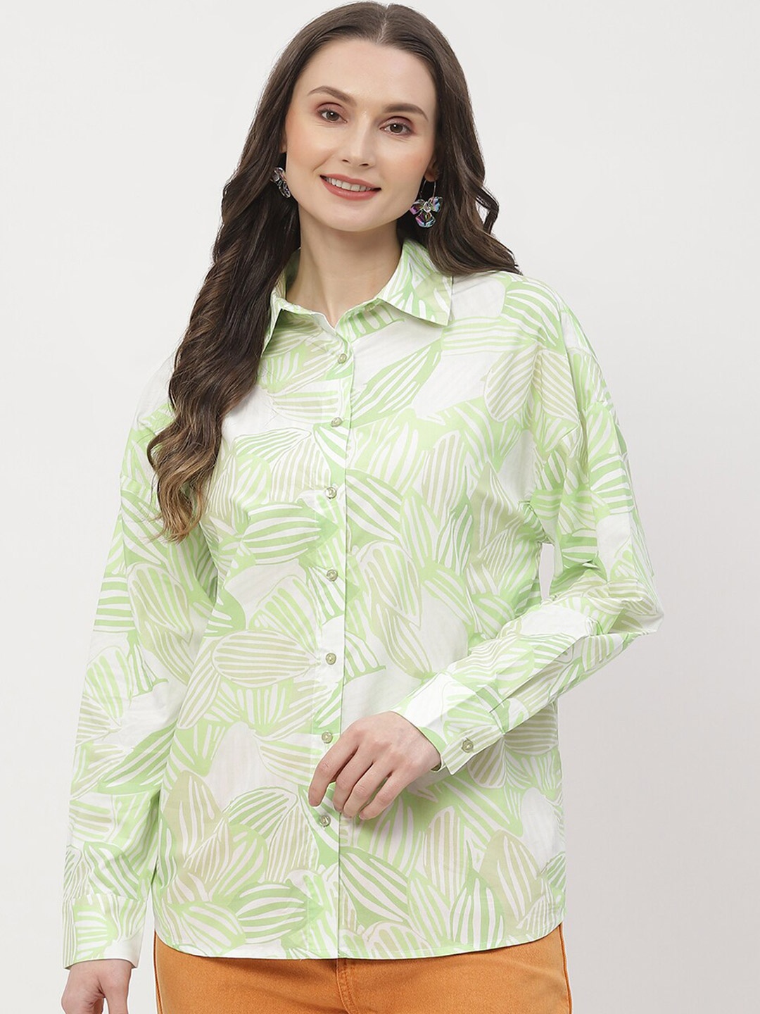 

Madame Printed Opaque Casual Shirt, Lime green