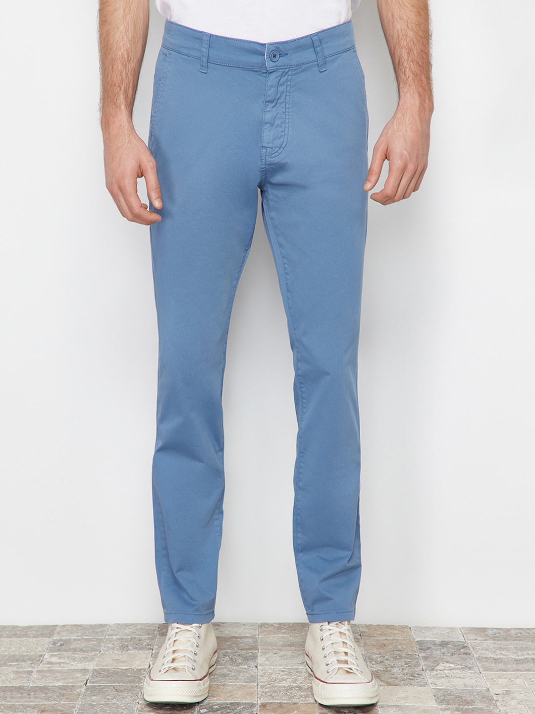 

Trendyol Men Regular Fit Chinos Trousers, Blue
