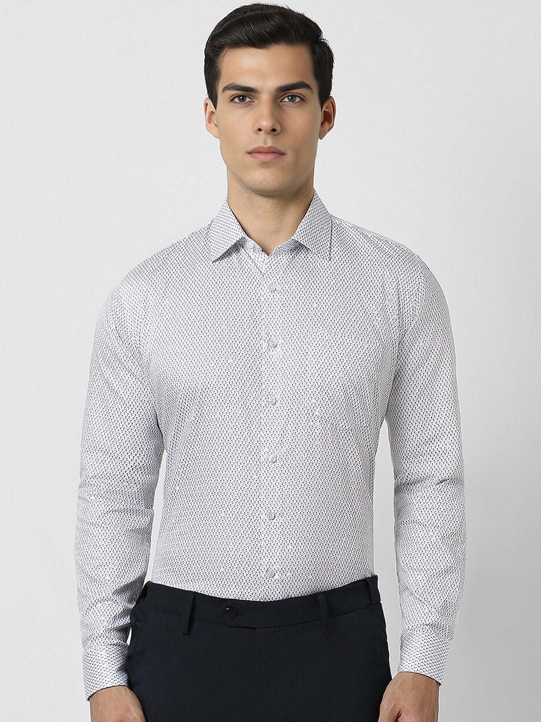 

Van Heusen Slim Fit Opaque Printed Cotton Shirt, White