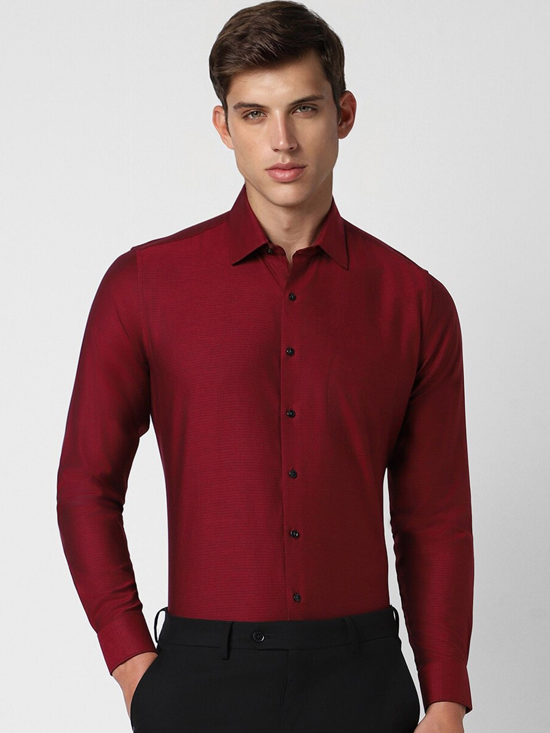 

Van Heusen Slim Fit Opaque Cotton Shirt, Maroon