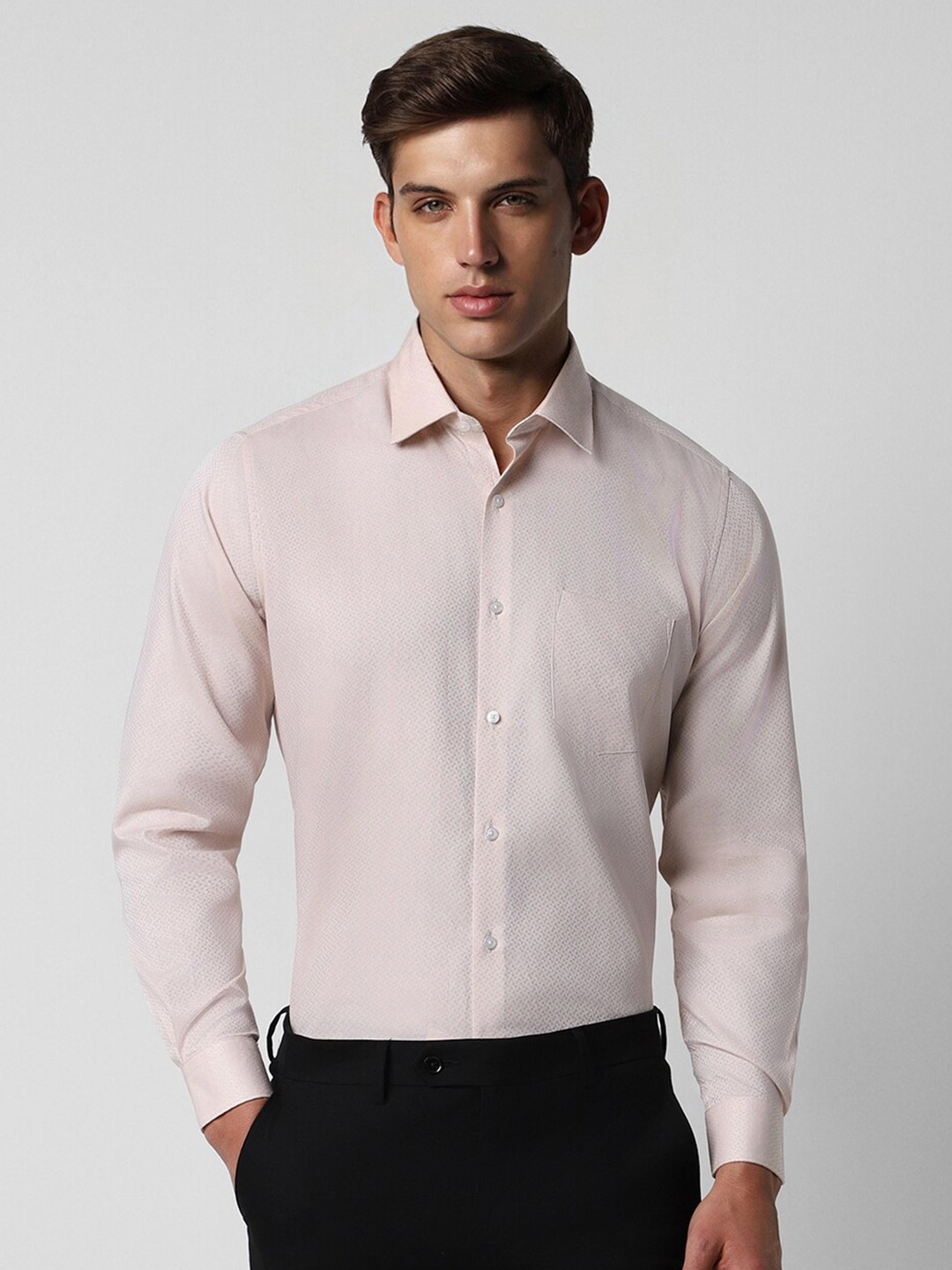 

Van Heusen Textured Full Sleeves Opaque Cotton Shirt, Pink
